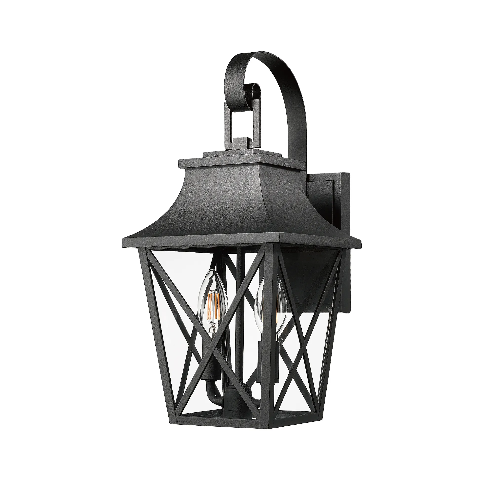 Modern Matte Black 2-Light Outdoor Wall Lantern (2-Pack), image 8 of 13