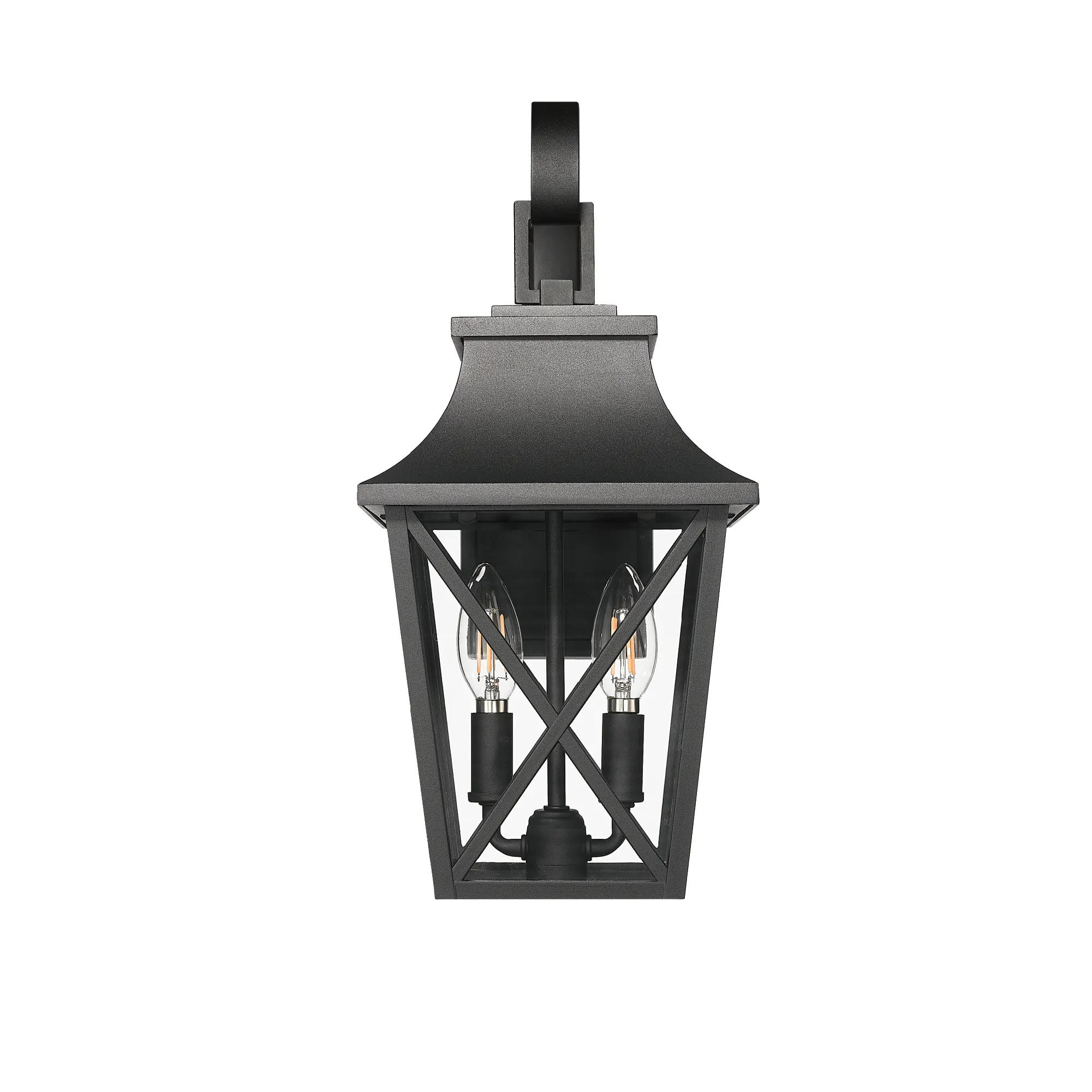 Modern Matte Black 2-Light Outdoor Wall Lantern (2-Pack), image 9 of 13