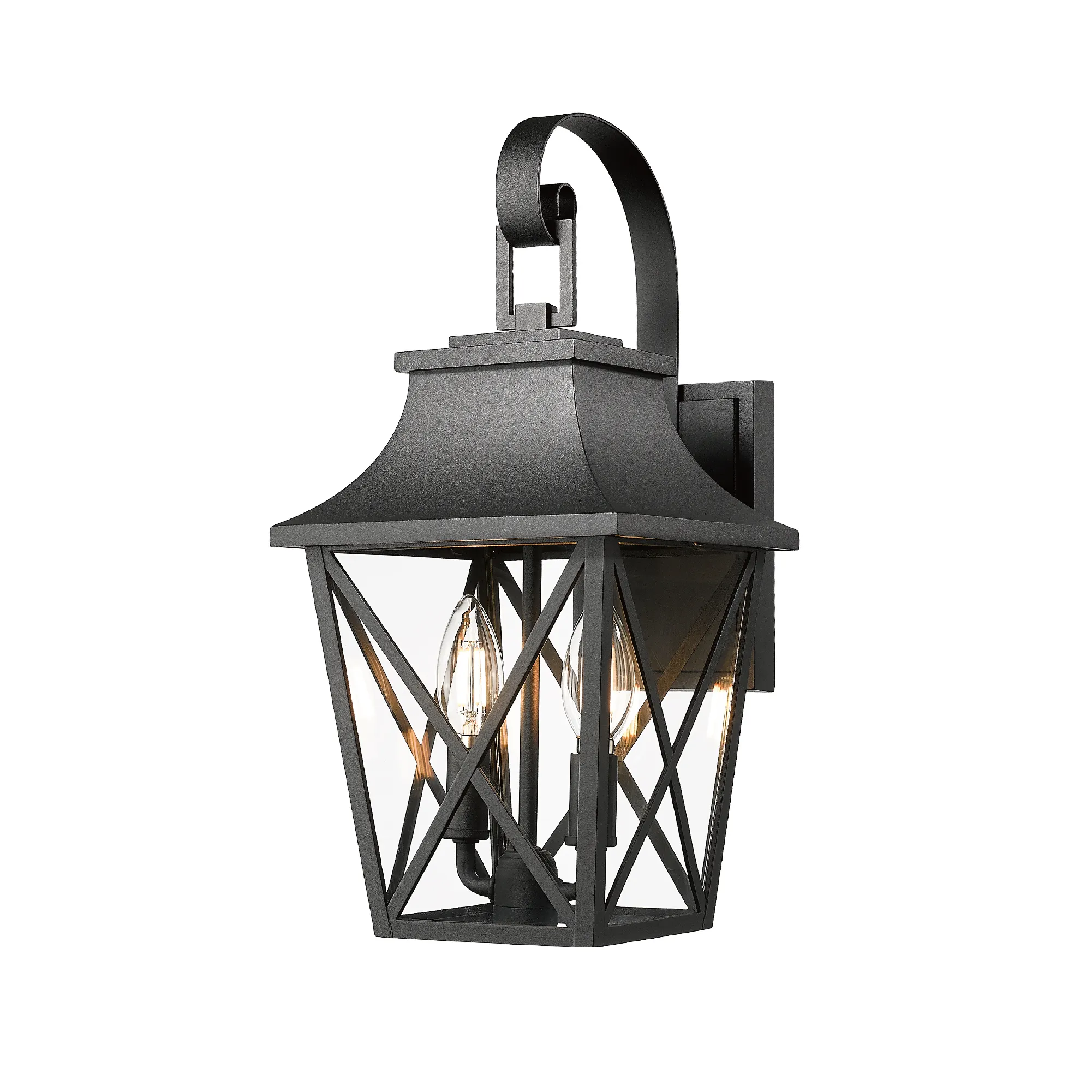 Modern Matte Black 2-Light Outdoor Wall Lantern (2-Pack), image 10 of 13