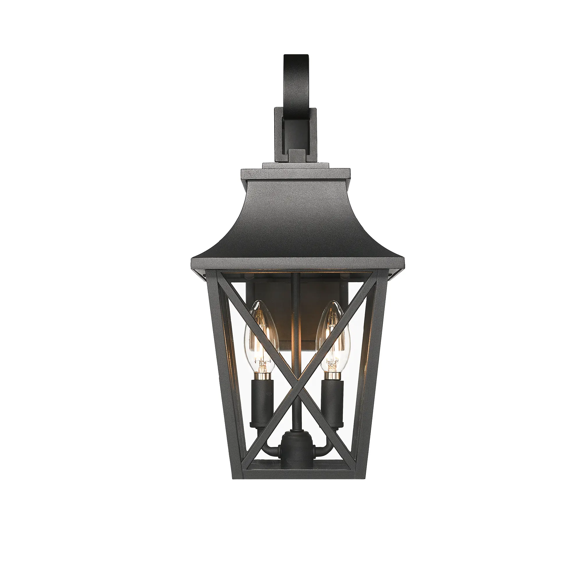 Modern Matte Black 2-Light Outdoor Wall Lantern (2-Pack), image 11 of 13