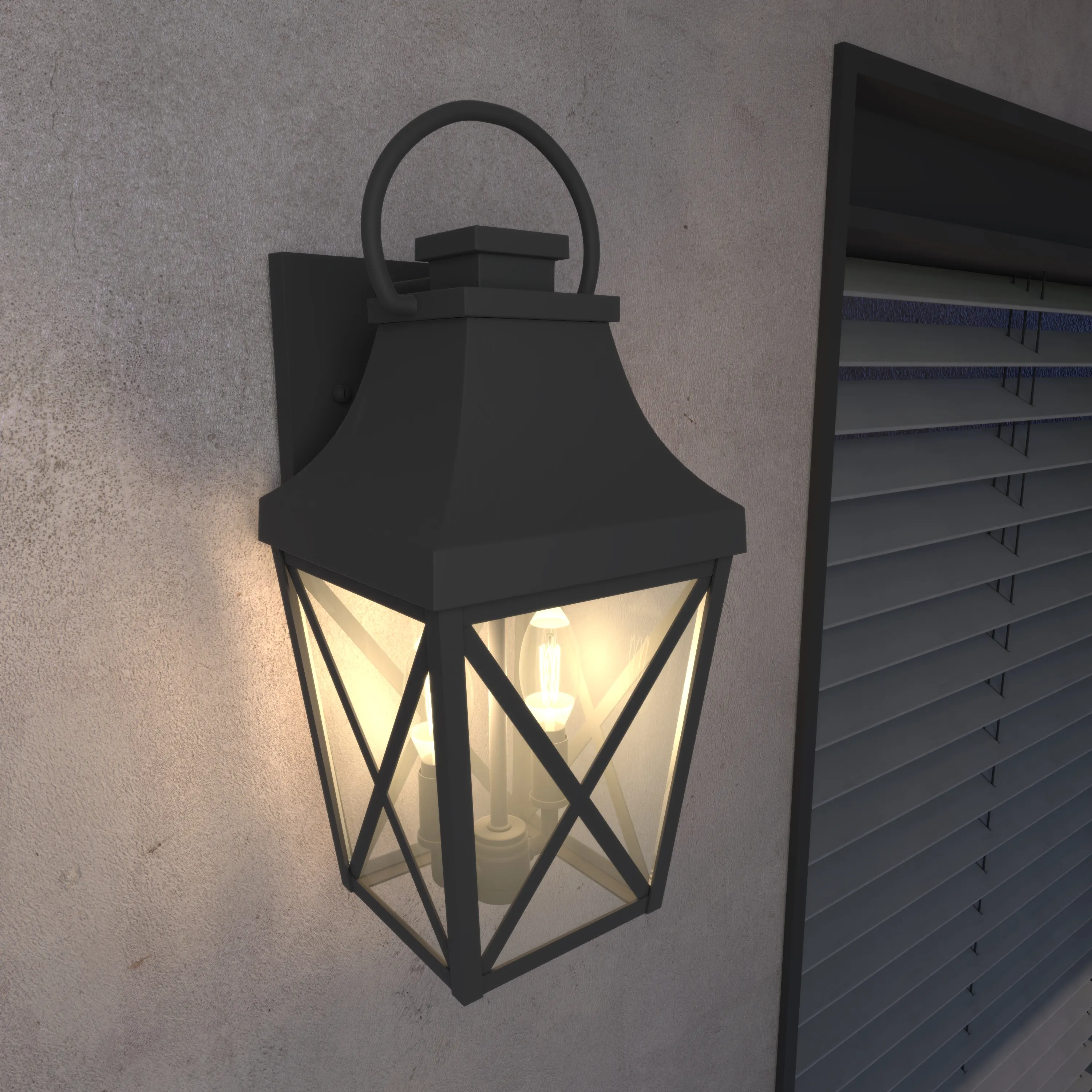Matte Black Clear Glass Outdoor Wall Light (2-Pack), image 11 of 11