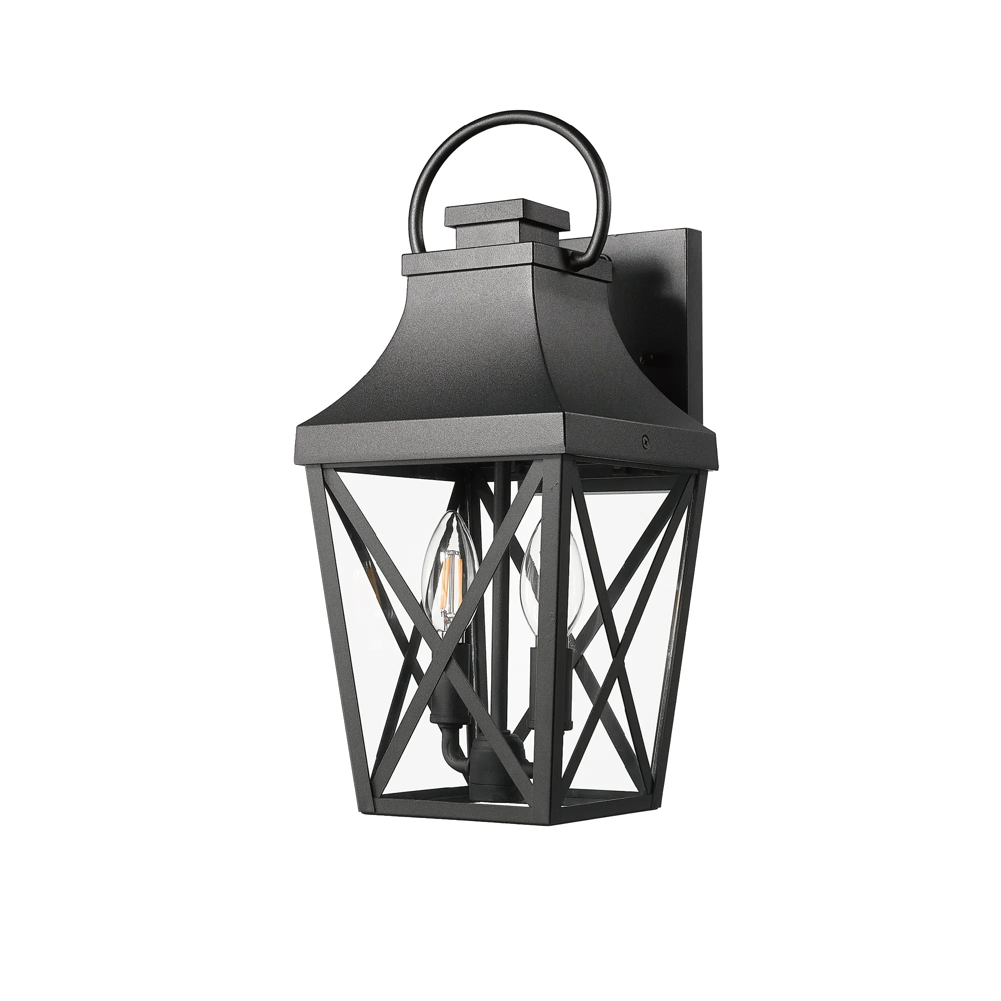 Matte Black Clear Glass Outdoor Wall Light (2-Pack), image 8 of 11