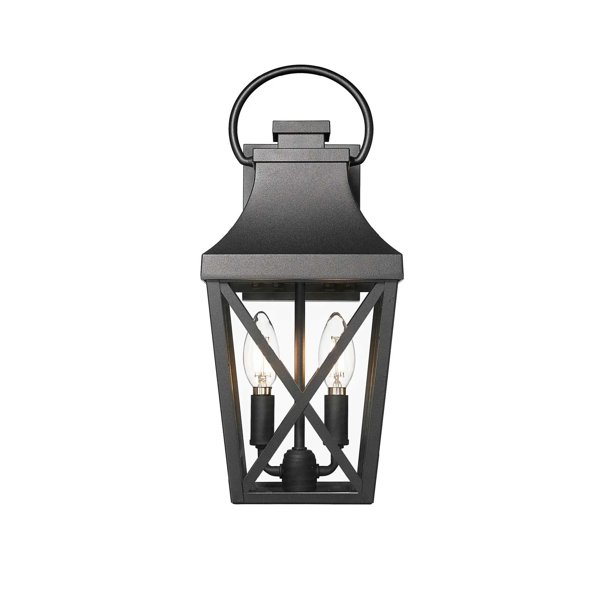 Matte Black Clear Glass Outdoor Wall Light (2-Pack), image 9 of 11
