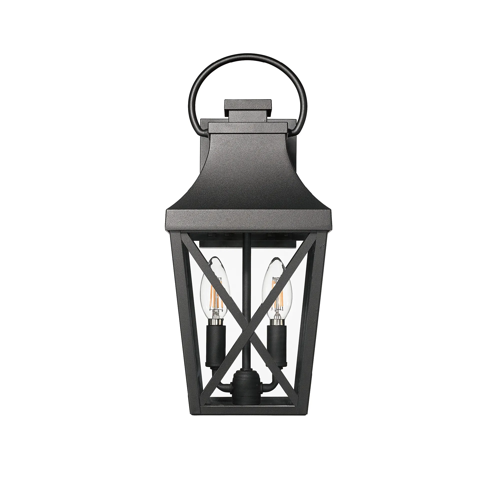 Matte Black Clear Glass Outdoor Wall Light, image 8 of 12