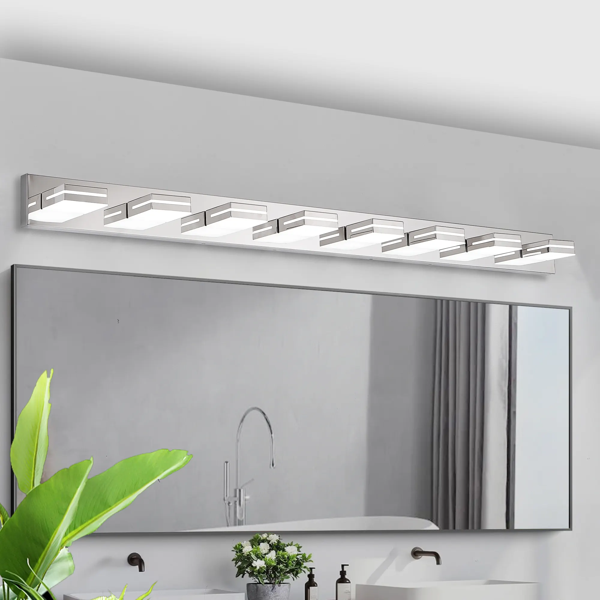 Modern Chrome 8-Light Vanity Light, image 2 of 10