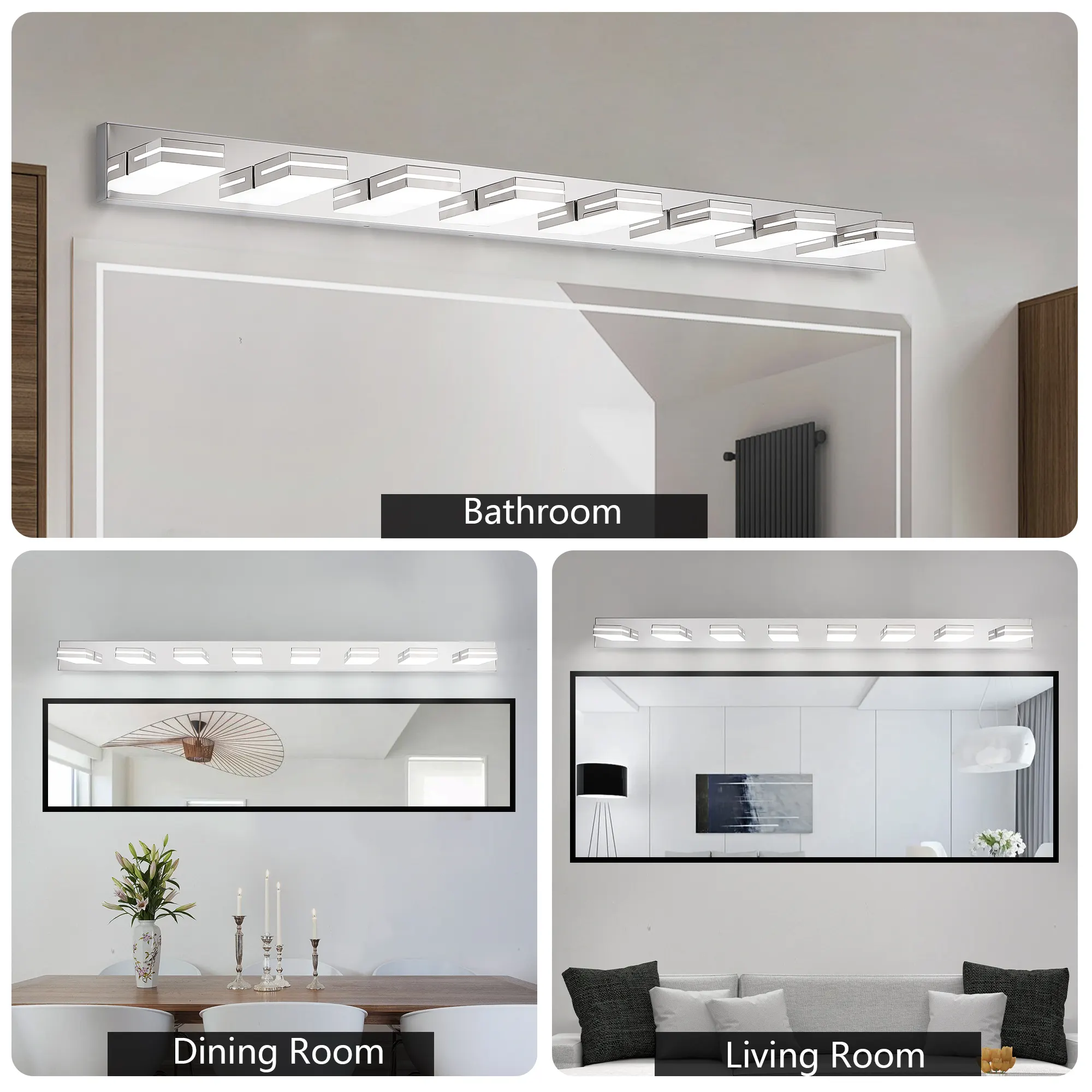 Modern Chrome 8-Light Vanity Light, image 3 of 10