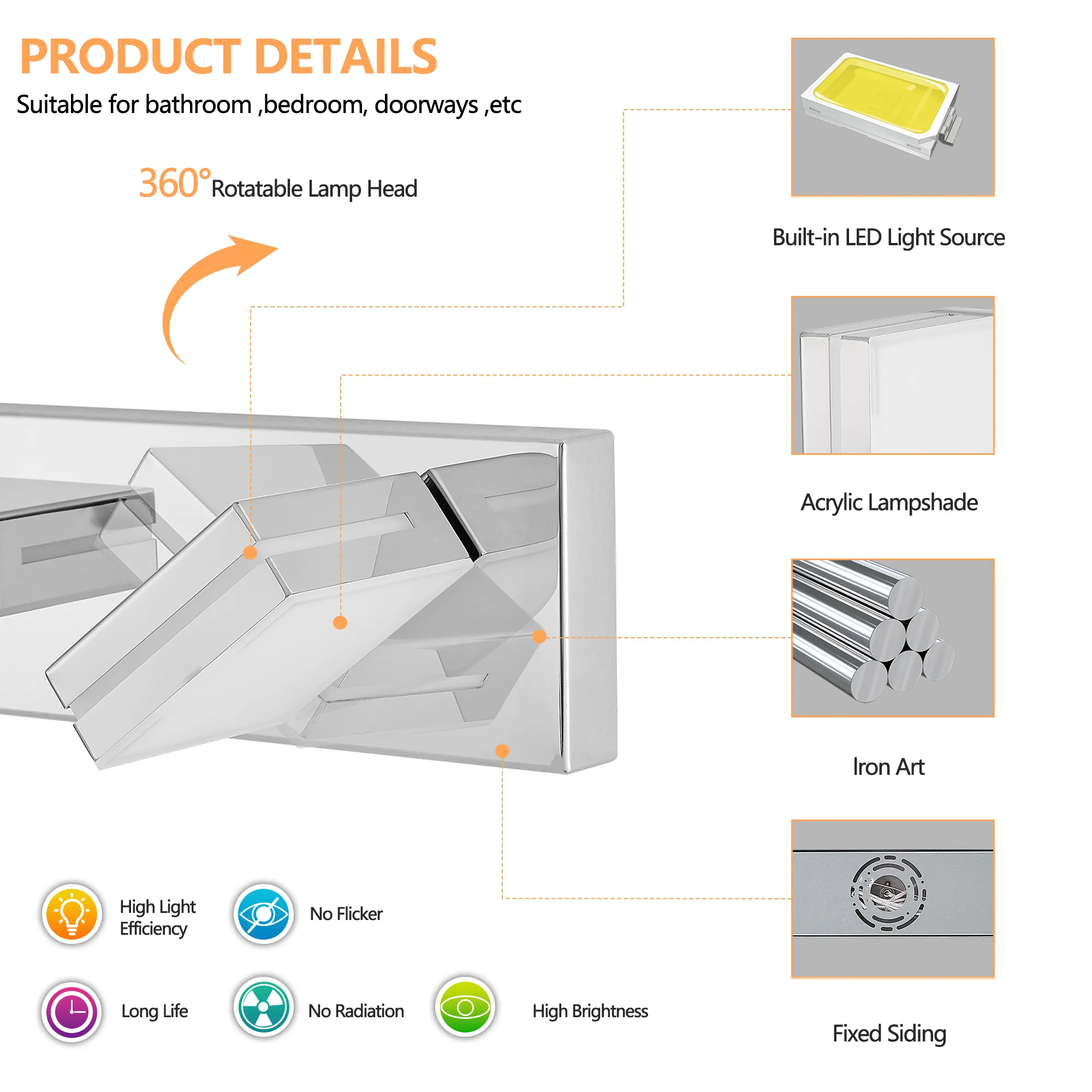 Modern Chrome 8-Light Vanity Light, image 6 of 10