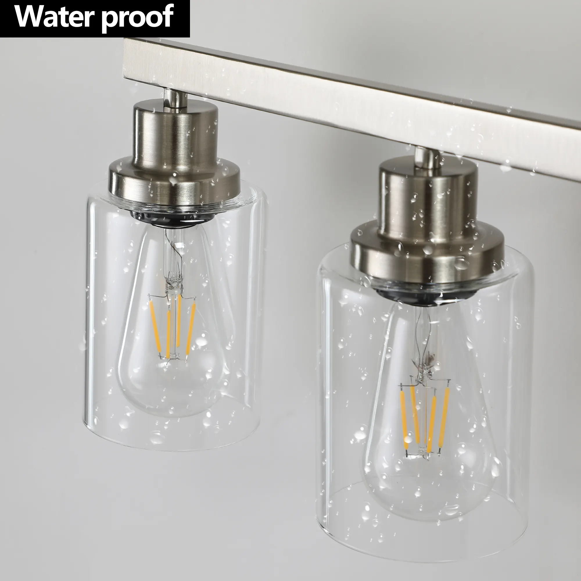 Modern Brushed Nickel 8-Light Clear Glass Vanity Light, 51 in, image 11 of 11
