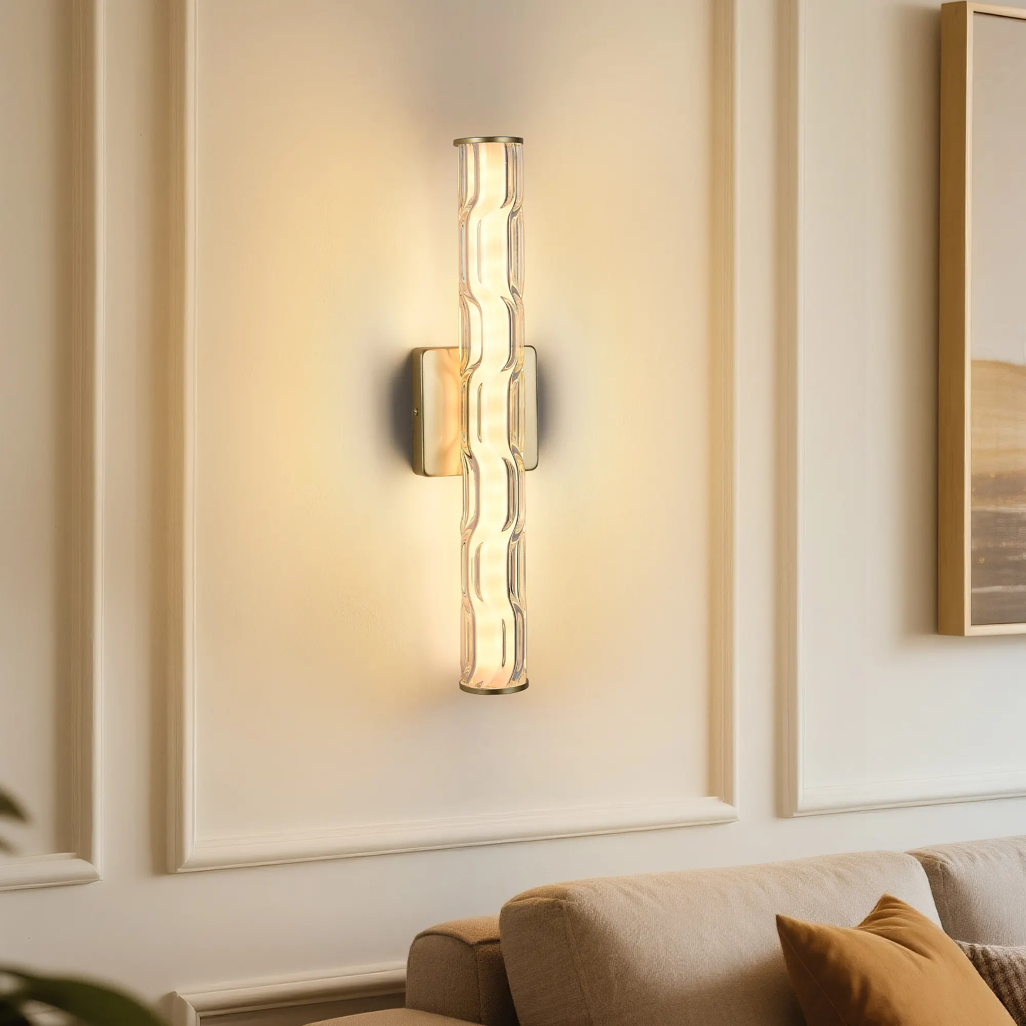 Modern Bronze Crystal Wall Sconce, 19.7 in (2-Pack), image 2 of 8
