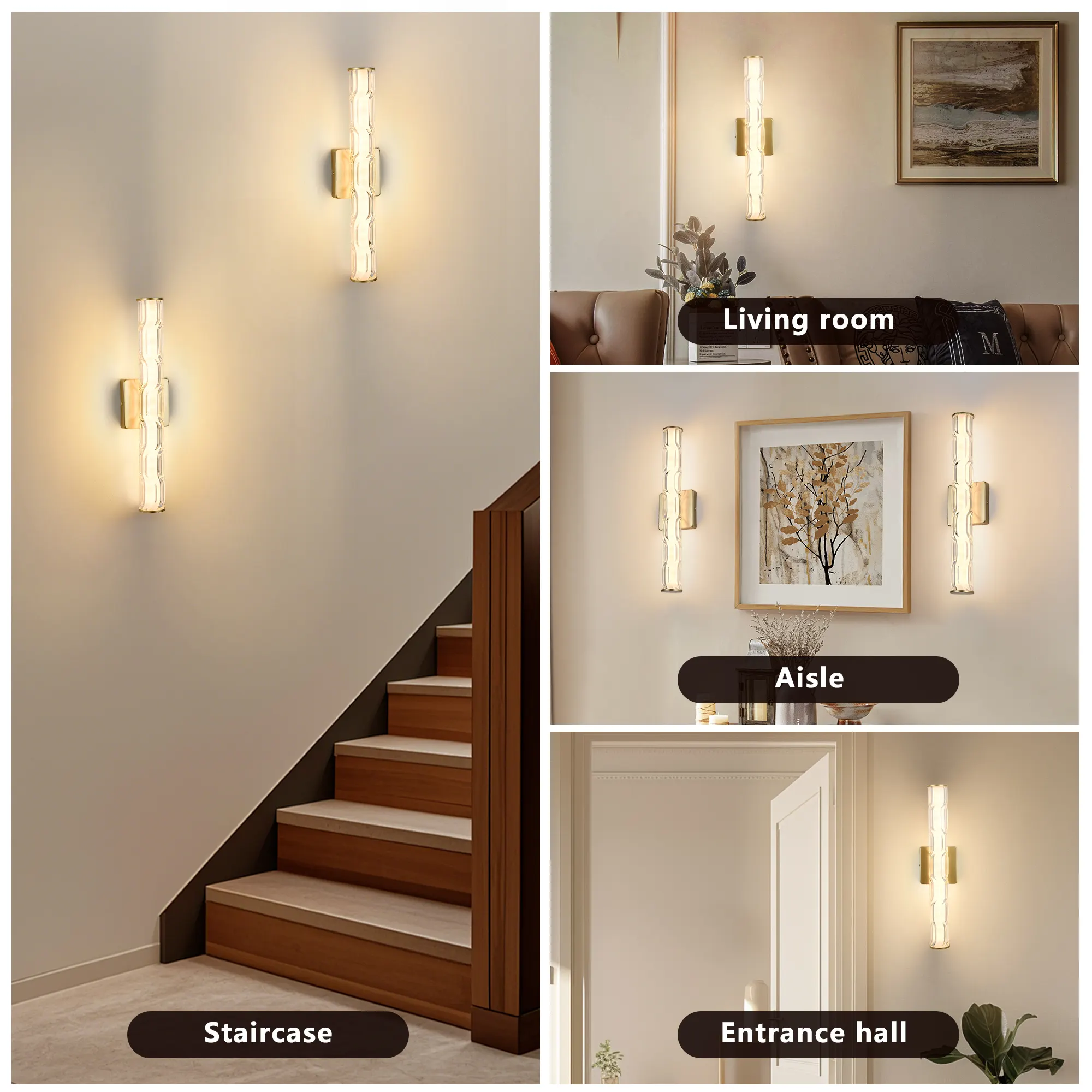 Modern Bronze Crystal Wall Sconce, 19.7 in (2-Pack), image 3 of 8