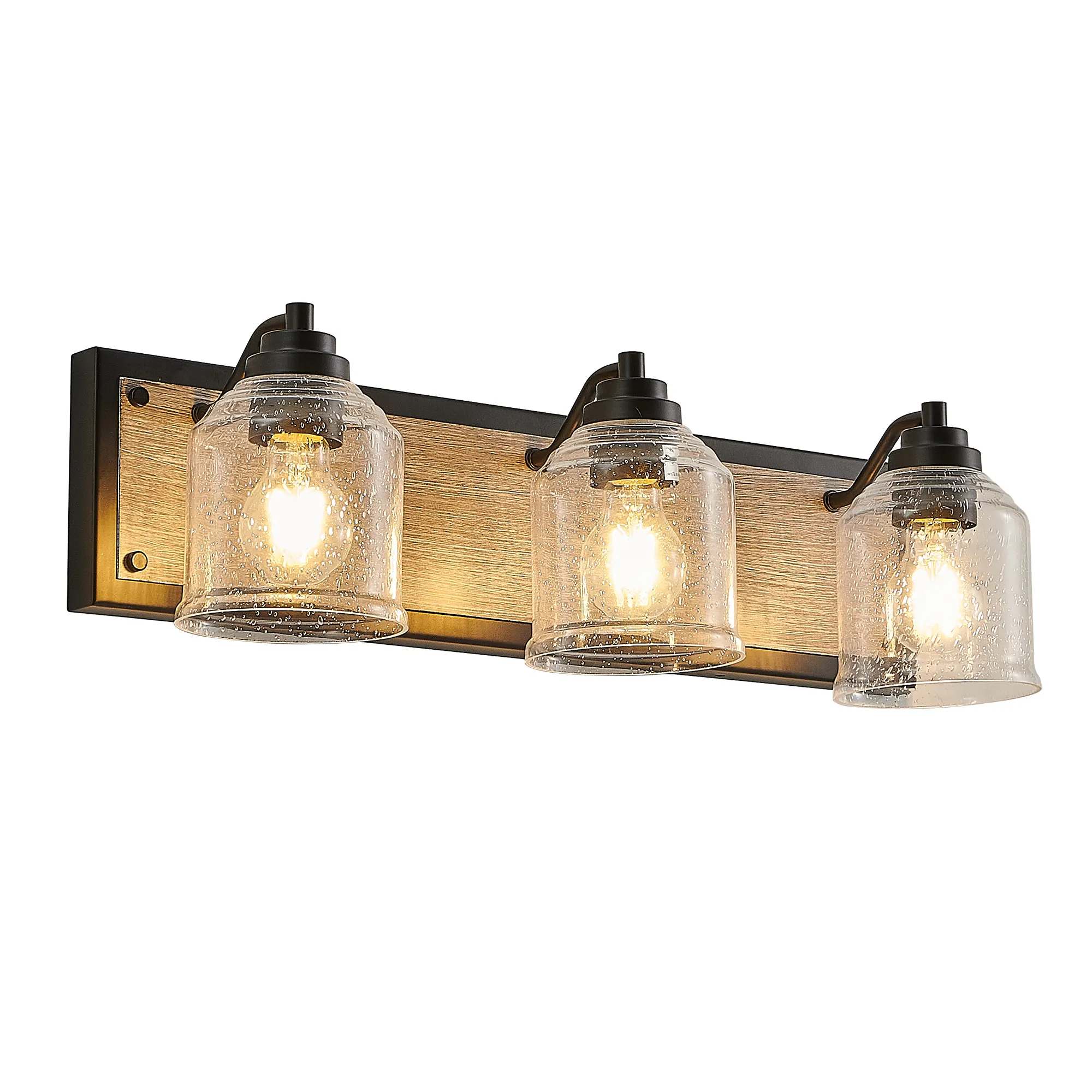 Modern Black 3-Light Seeded Glass Vanity Light, 23 in, image 10 of 10