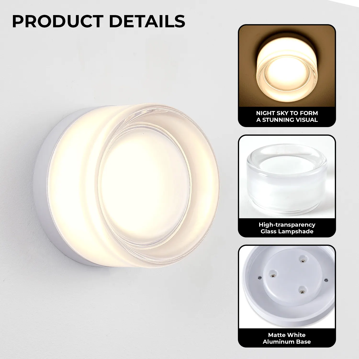 White Glass Wall Sconce, image 4 of 7