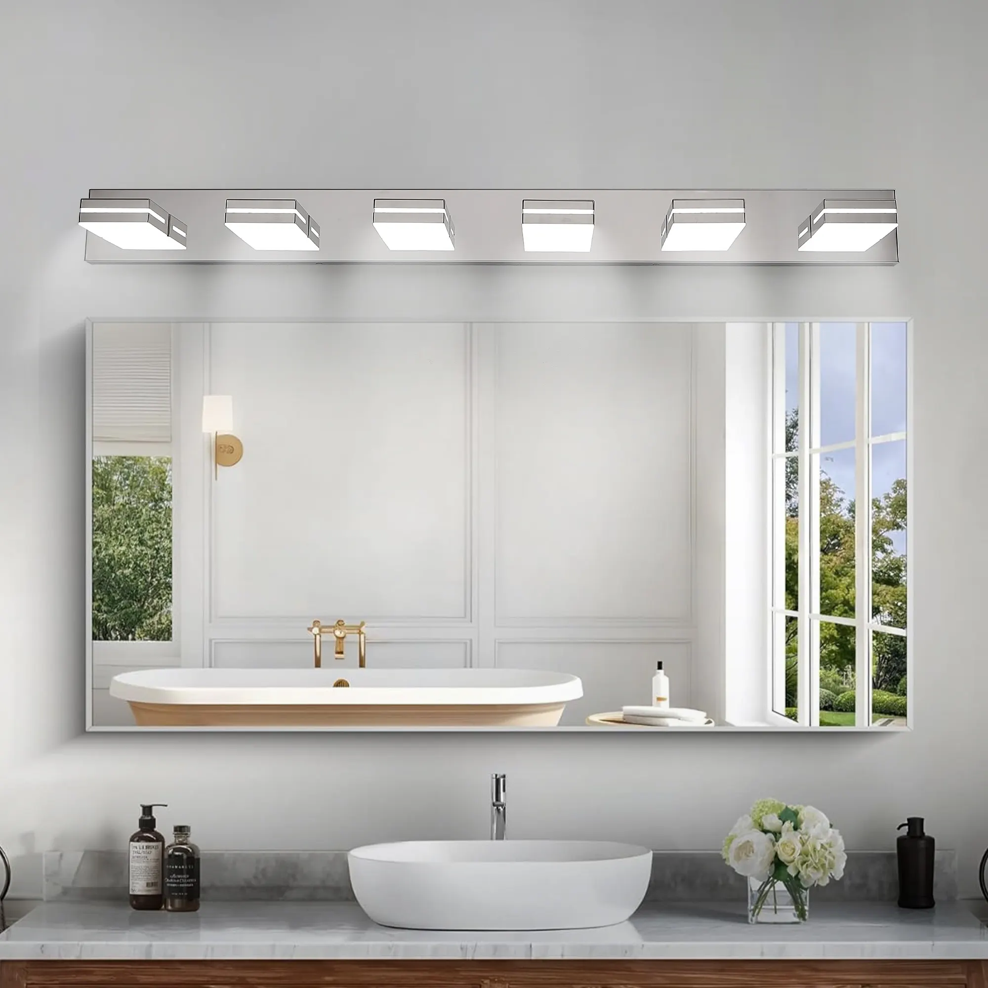 Modern Chrome 6-Light Vanity Light, image 3 of 10