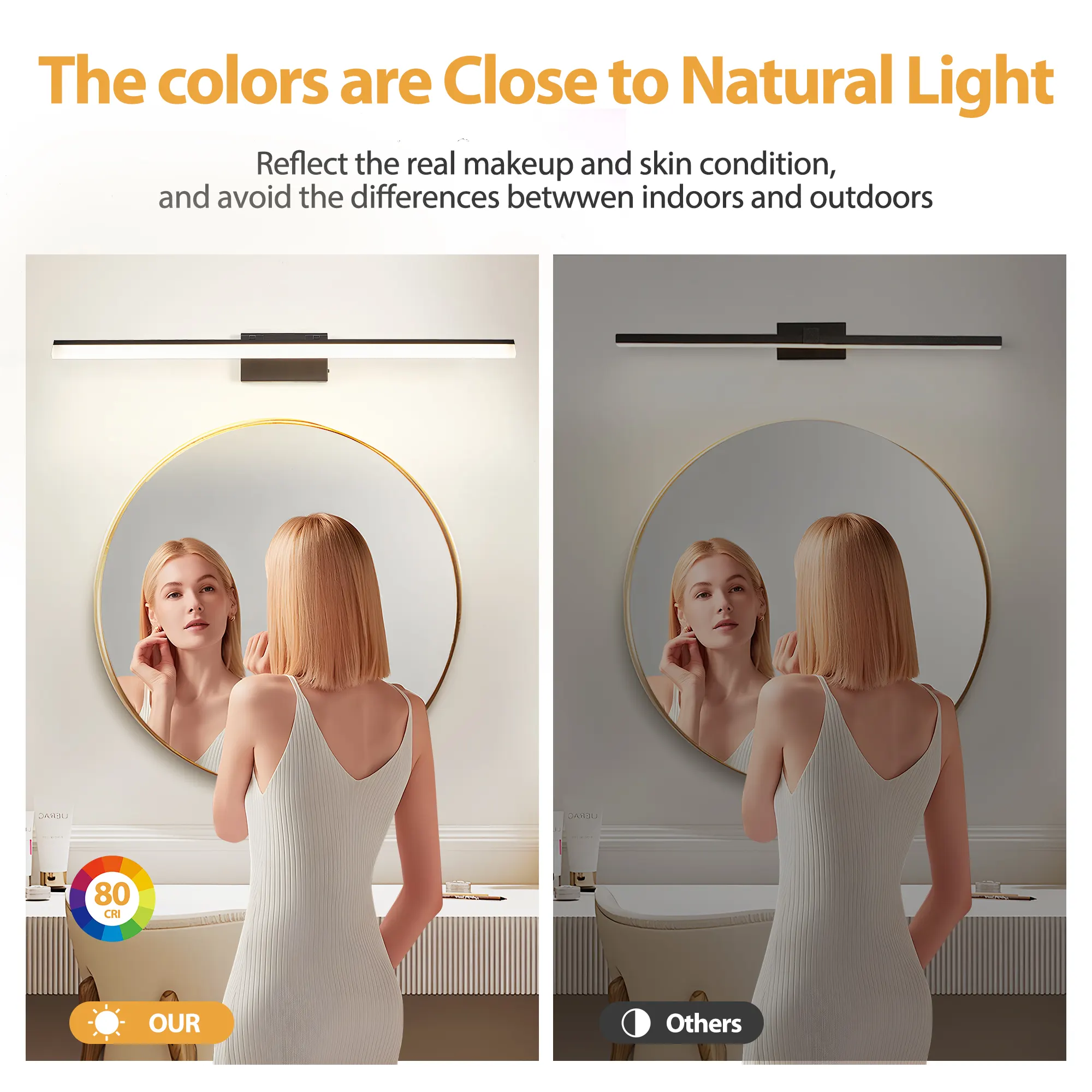 Modern Black Vanity Light, 39 in · Dimmable, image 5 of 7