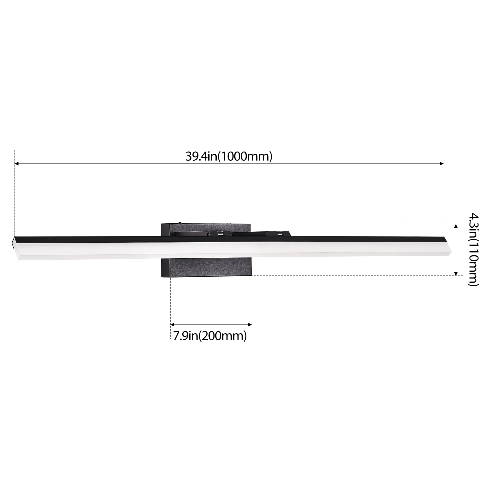 Modern Black Vanity Light, 39 in · Dimmable, image 6 of 7