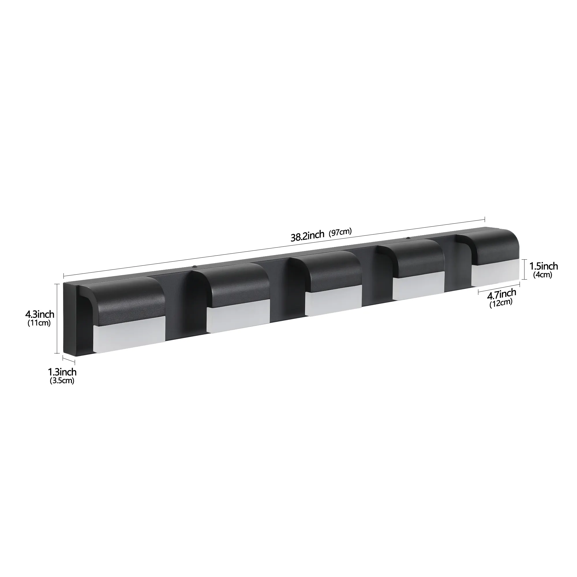 Black 5-Light Acrylic Vanity Light, Dimmable, image 9 of 10