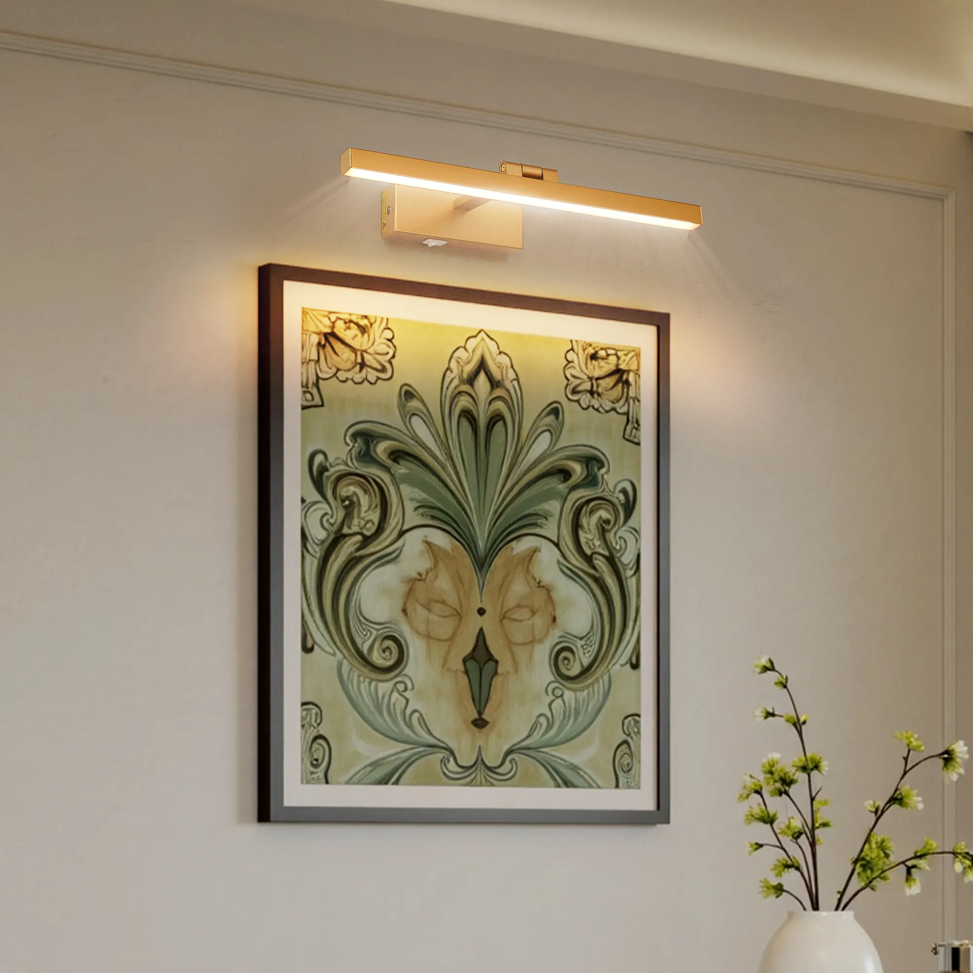 Modern Gold Vanity Light, 16 in · Dimmable, image 2 of 8