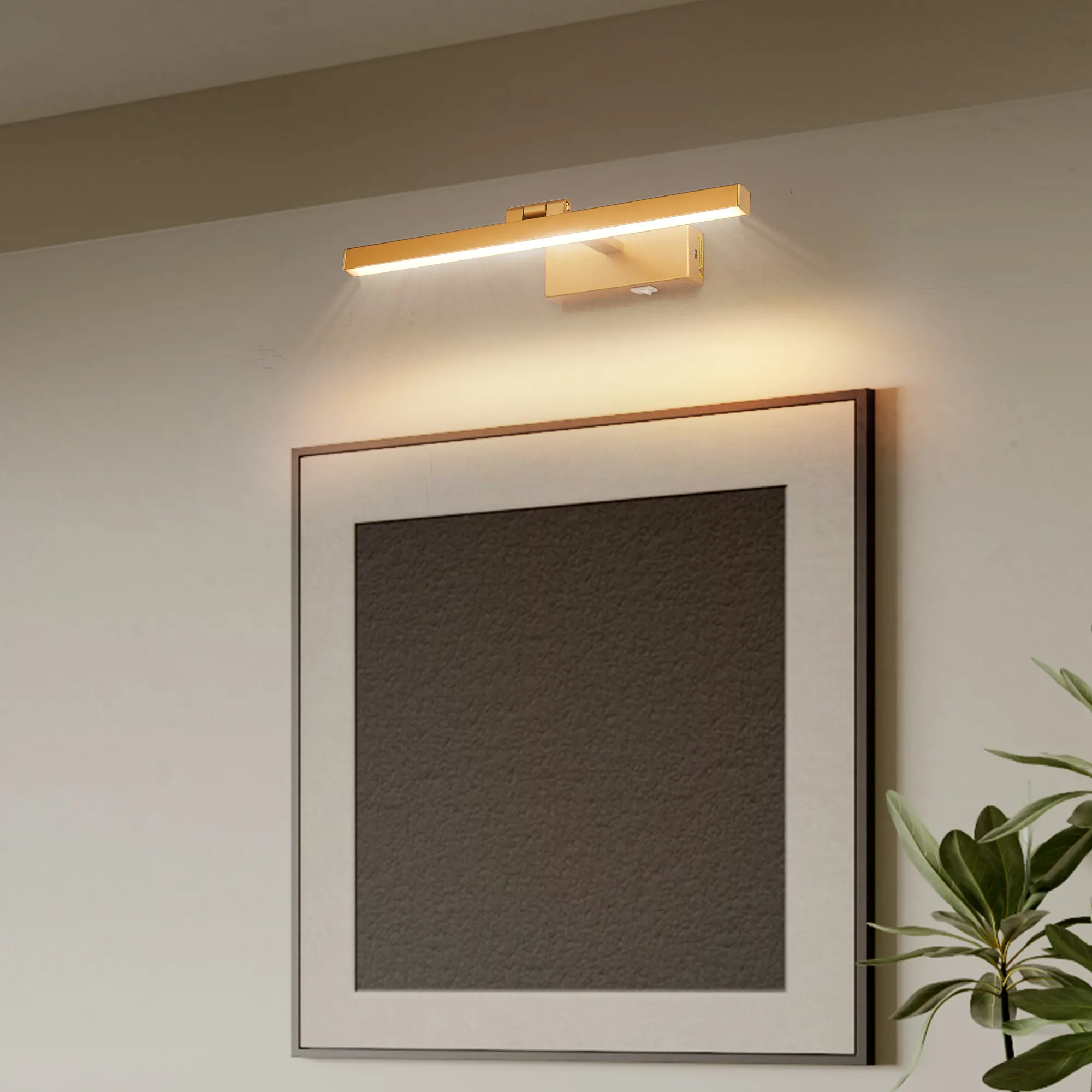 Modern Gold Vanity Light, 16 in · Dimmable