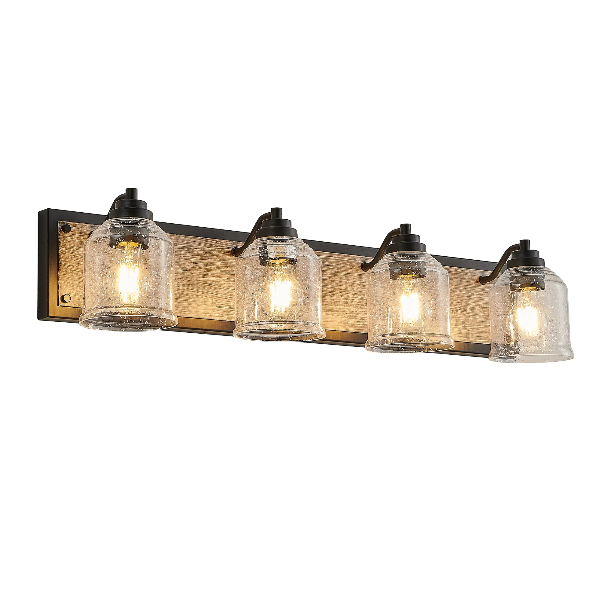 Modern Black 4-Light Seeded Glass Vanity Light, 32 in, image 10 of 10