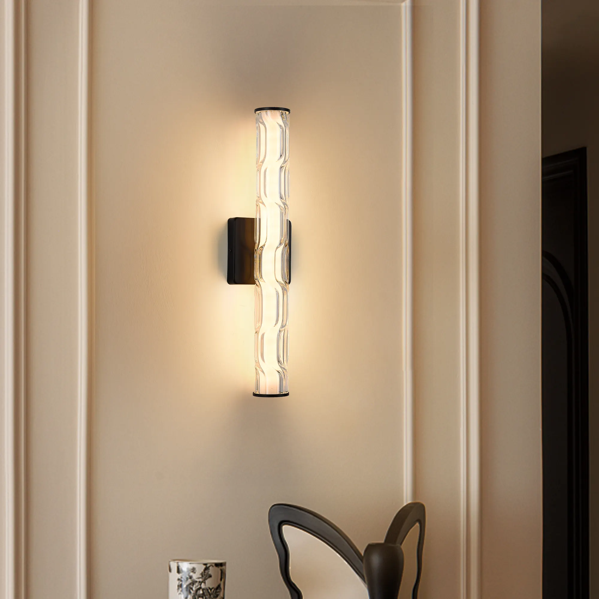 Modern Bronze Crystal Wall Sconce, 19.7 in (2-Pack), image 7 of 8