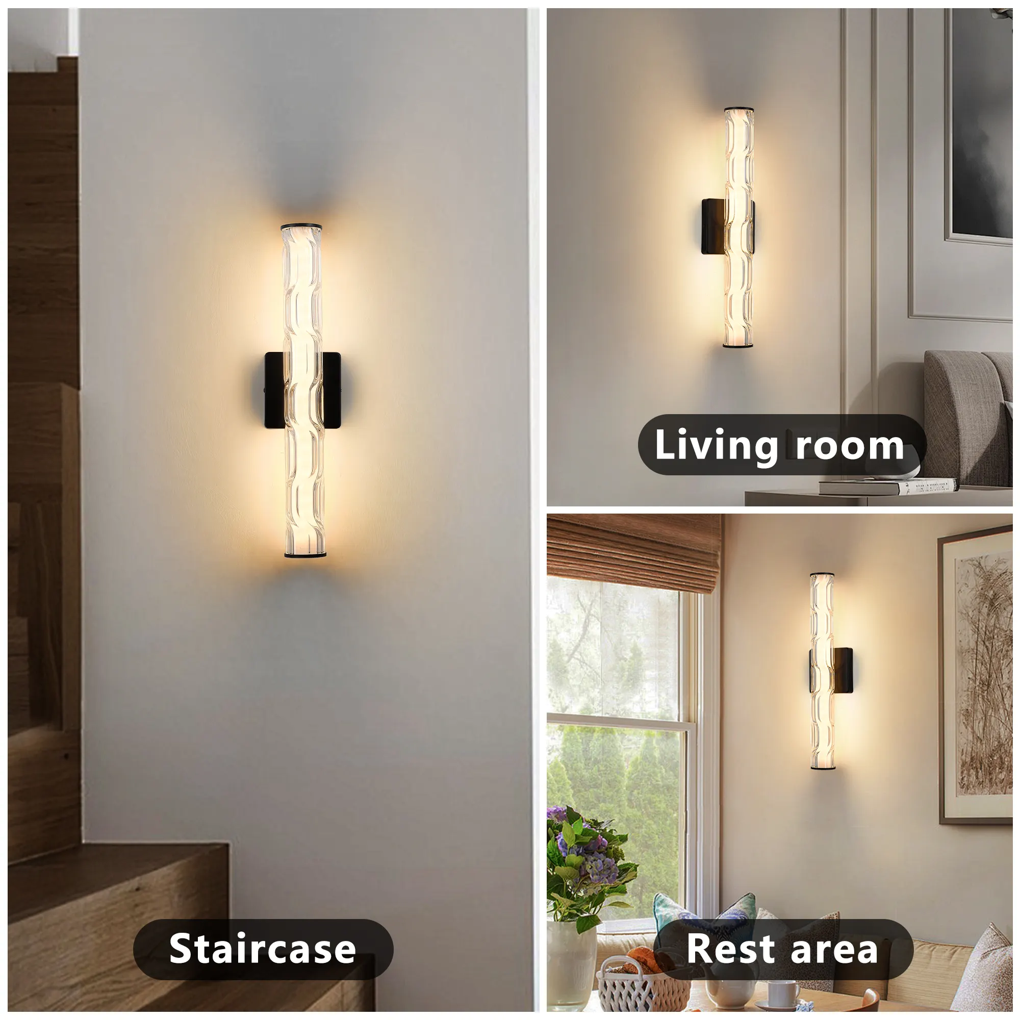Modern Bronze Crystal Wall Sconce, 19.7 in (2-Pack), image 3 of 8