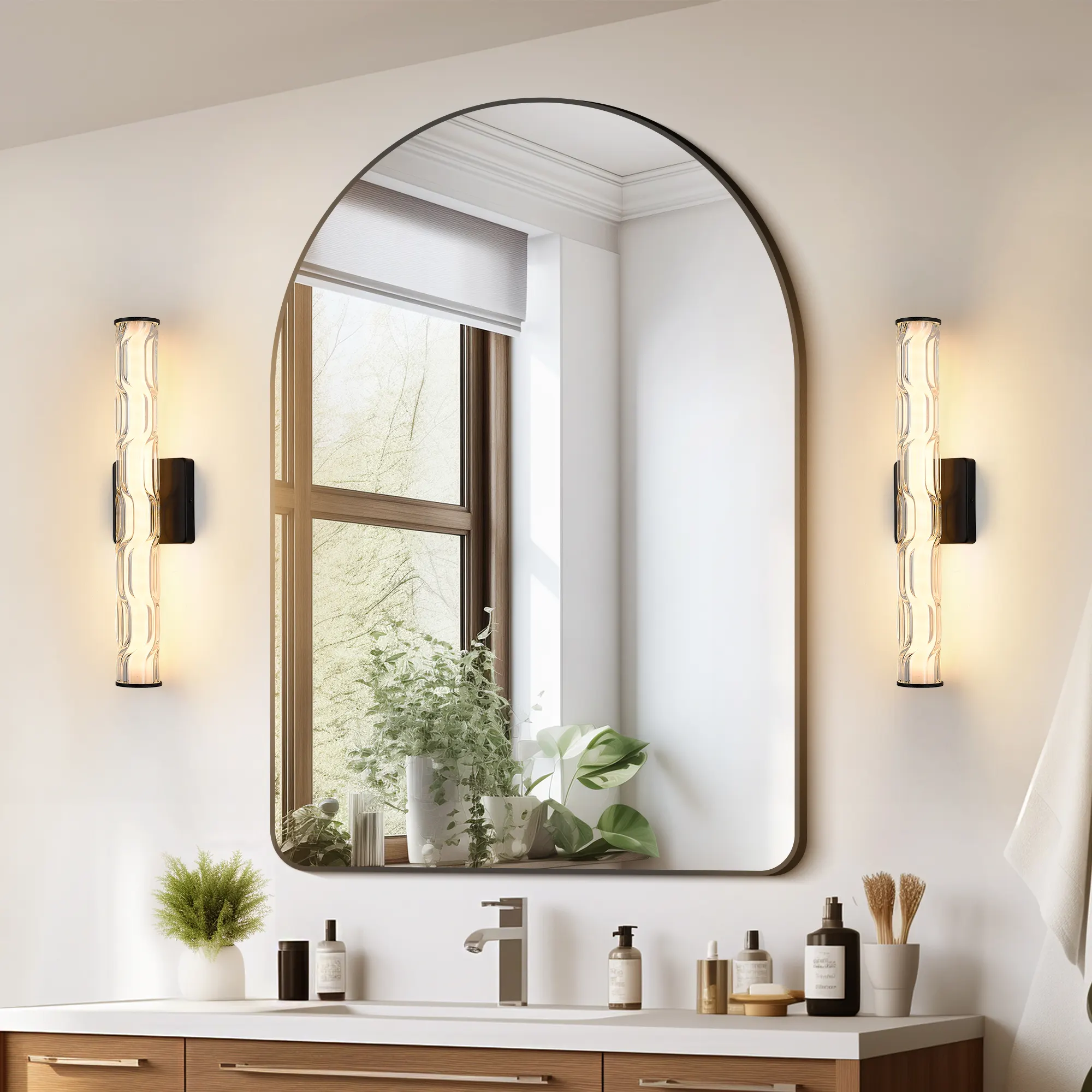 Modern Bronze Crystal Wall Sconce, 19.7 in (2-Pack), image 5 of 8
