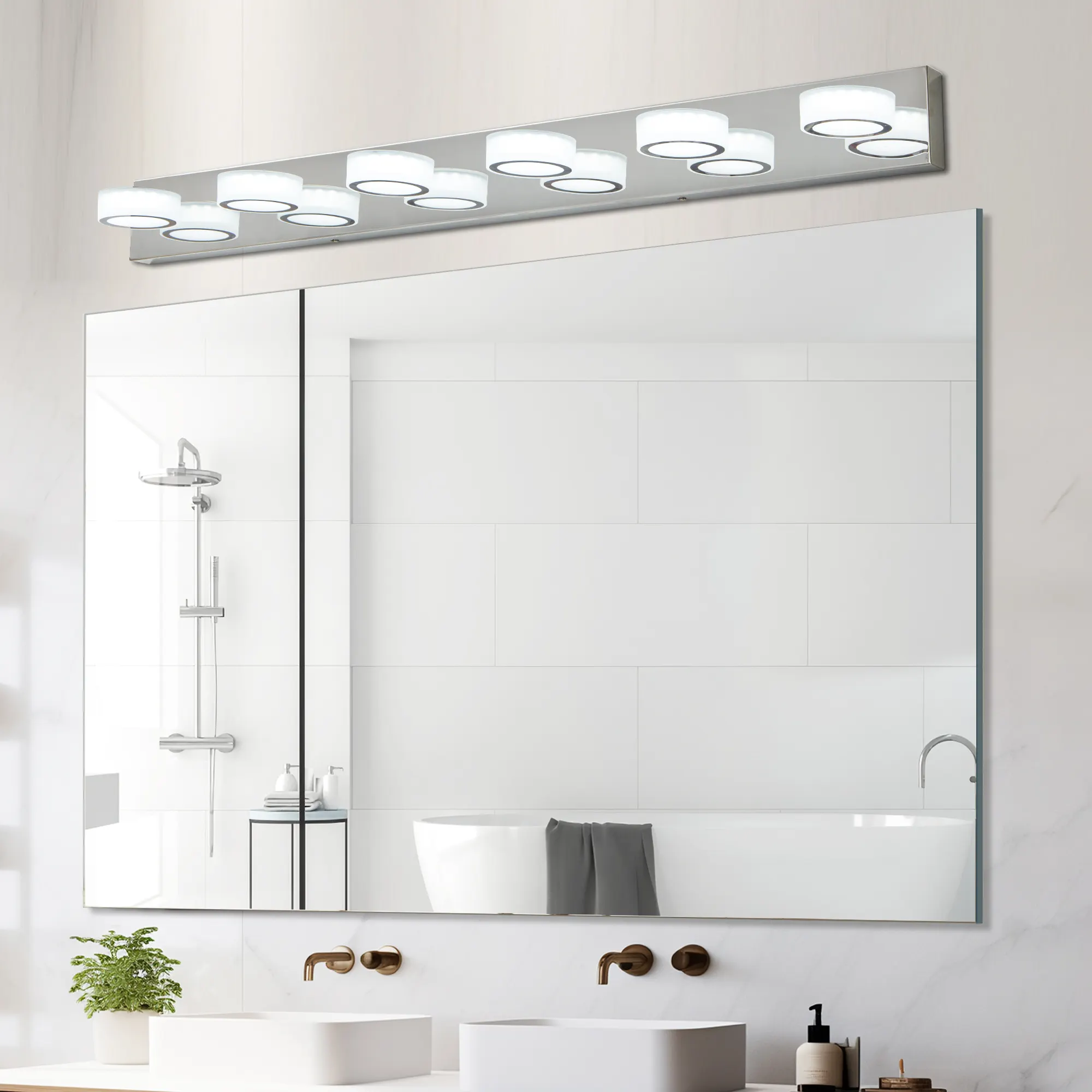 Chrome 6-Light Acrylic Vanity Light, 45 in, image 5 of 9