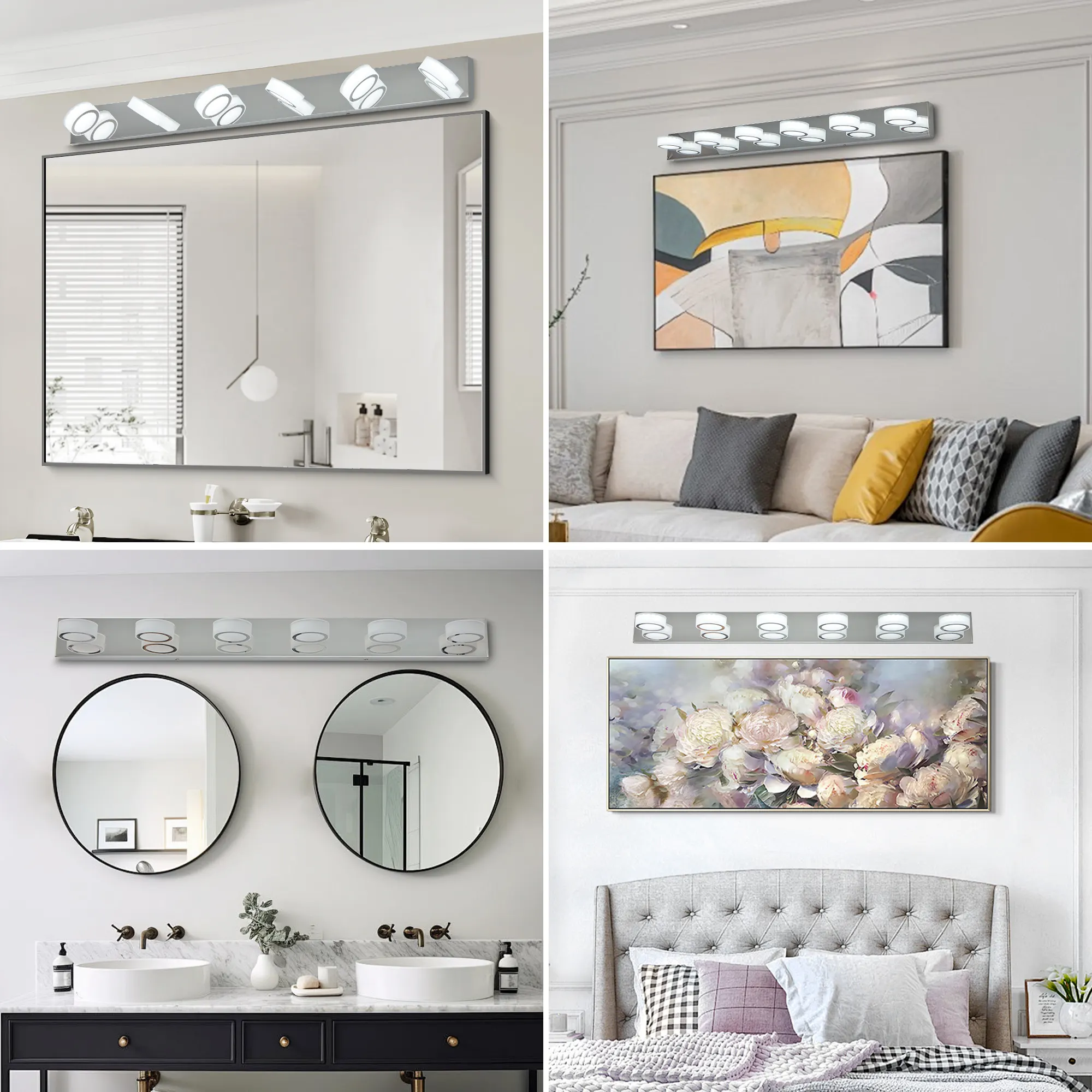 Chrome 6-Light Acrylic Vanity Light, 45 in, image 4 of 9