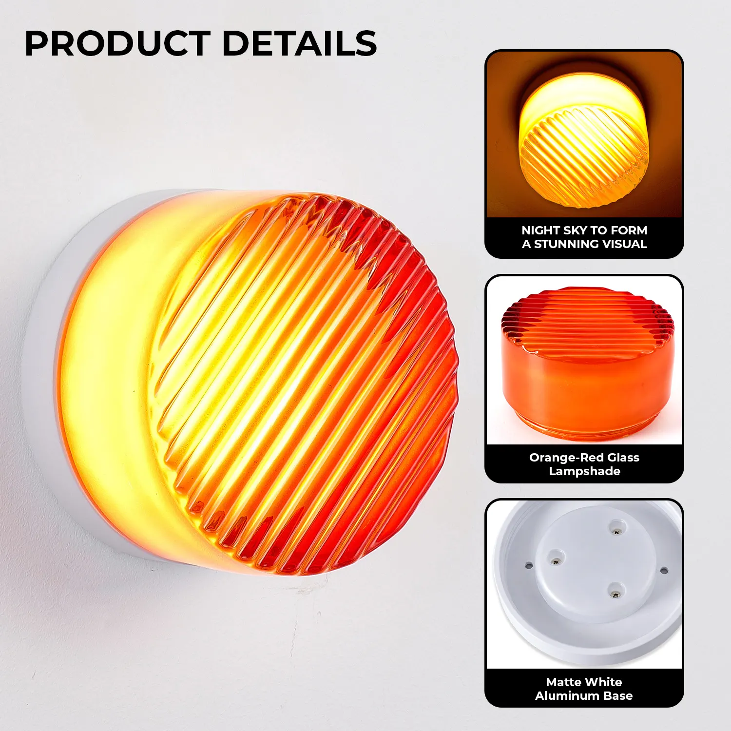 Red Striped Glass Wall Sconce, image 4 of 7