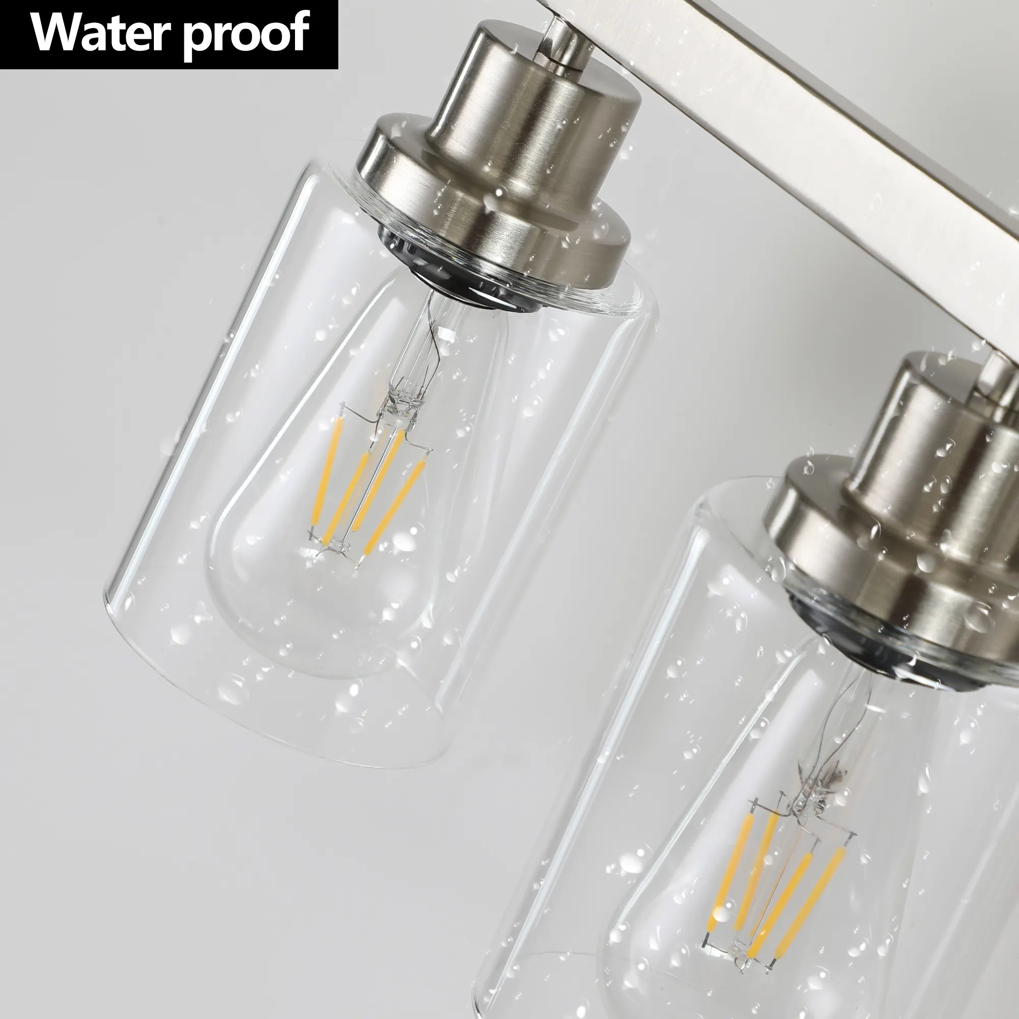 Modern Brushed Nickel 5-Light Clear Glass Vanity Light, 31 in, image 7 of 11
