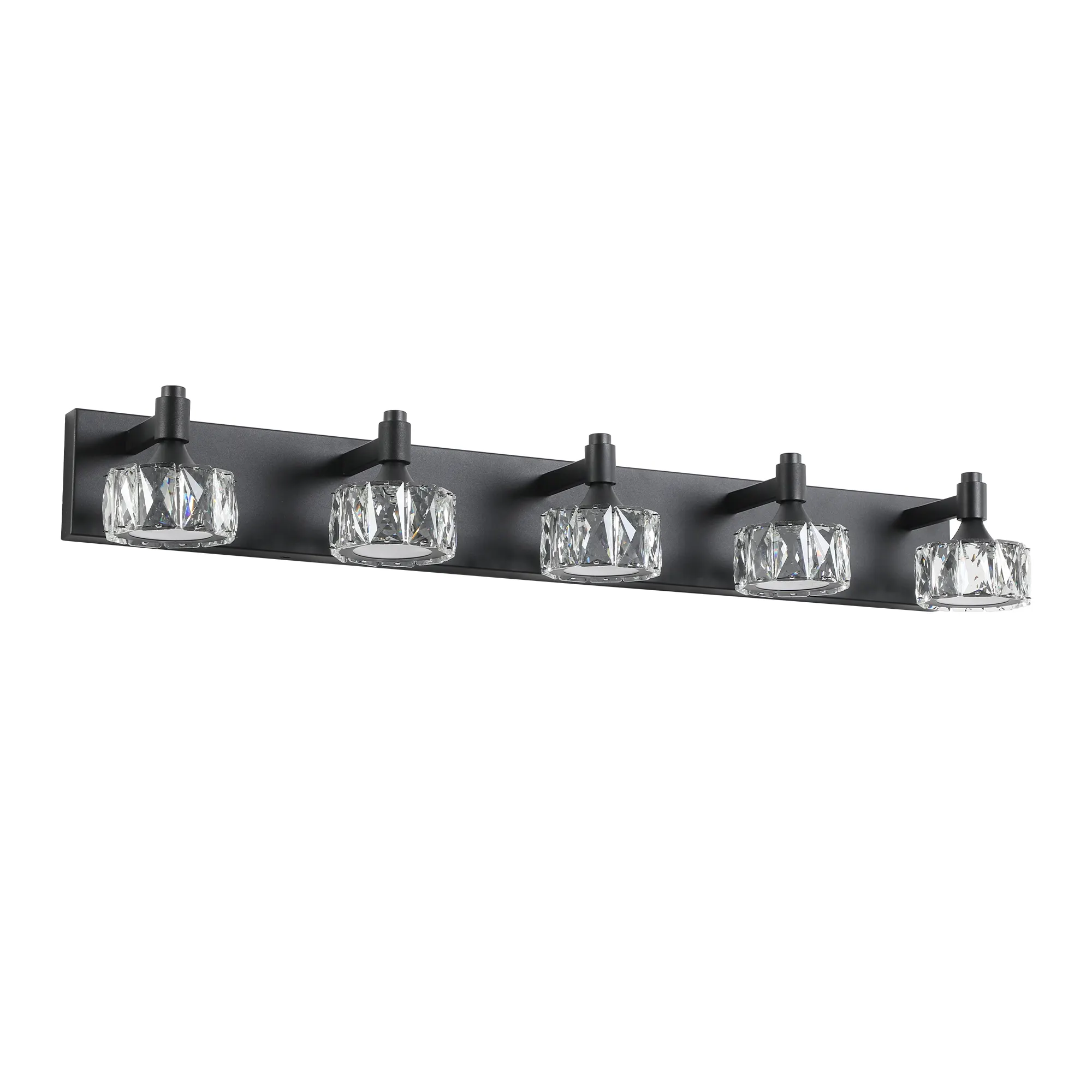 Modern Matte Black 5-Light Glass Vanity Light, image 9 of 9
