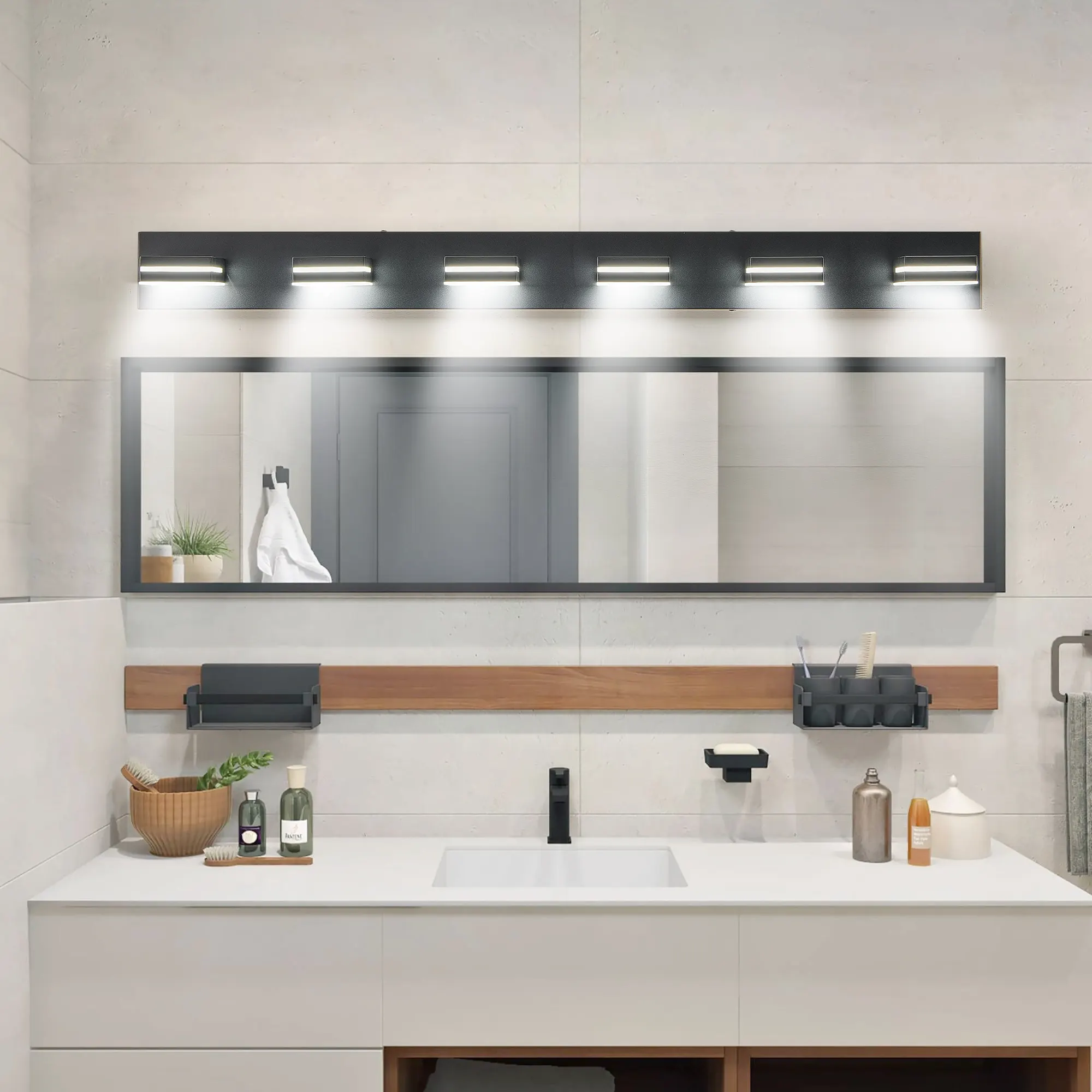 Modern Black 6-Light Vanity Light, image 2 of 10