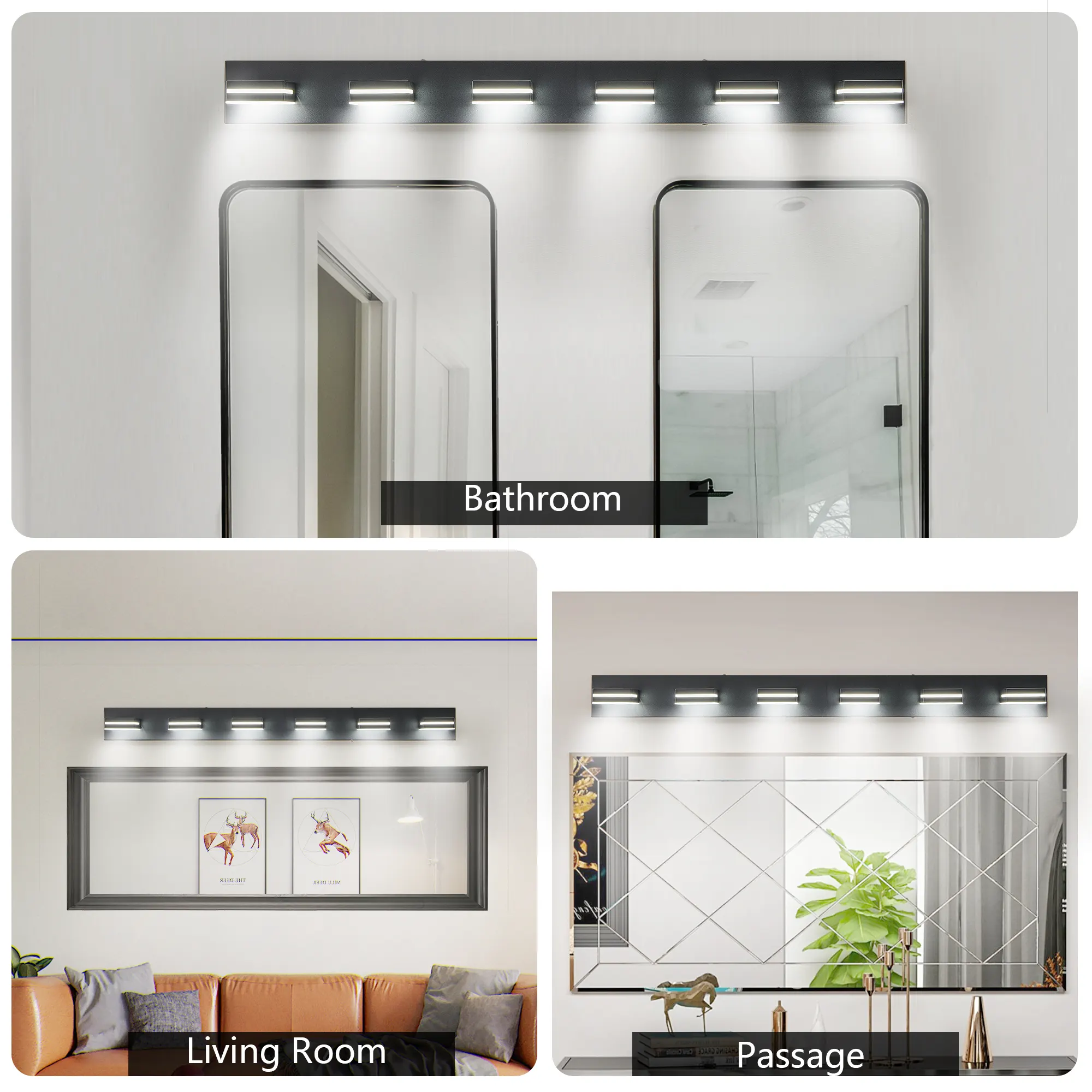 Modern Black 6-Light Vanity Light, image 5 of 10