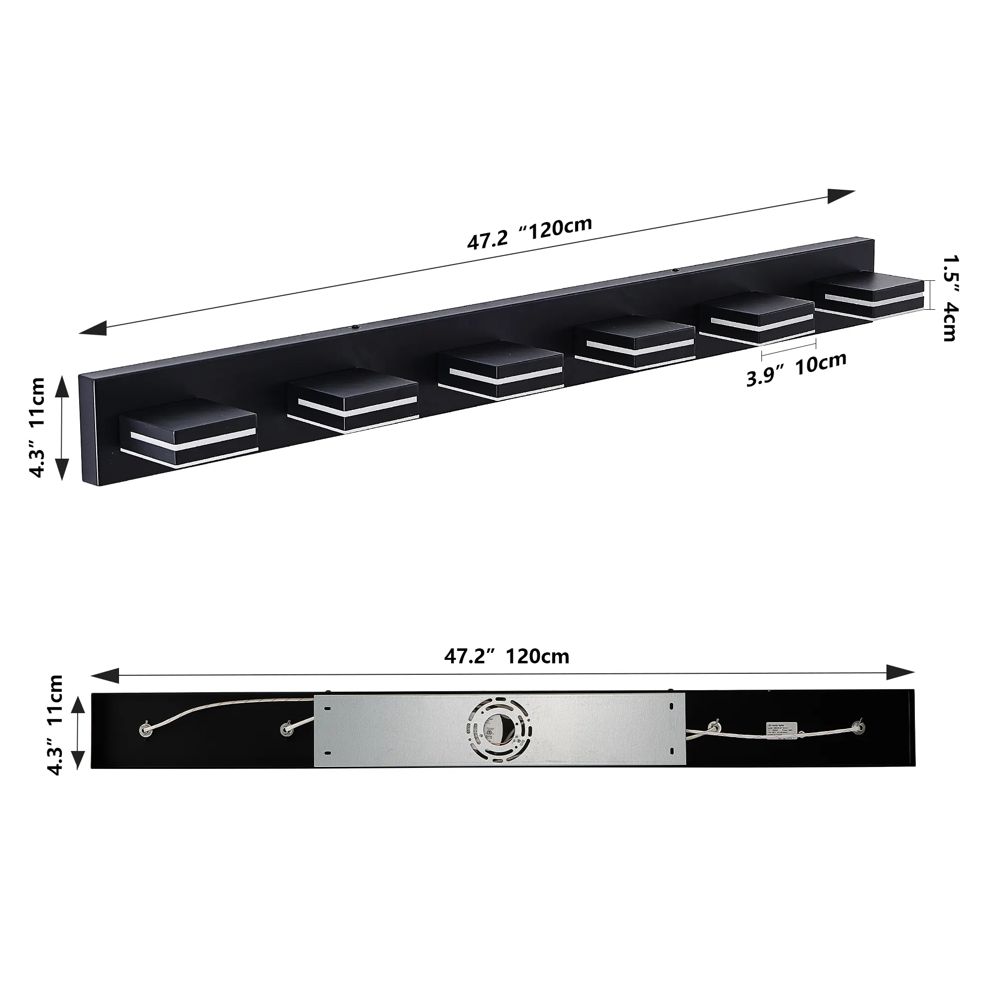 Modern Black 6-Light Vanity Light, image 9 of 10