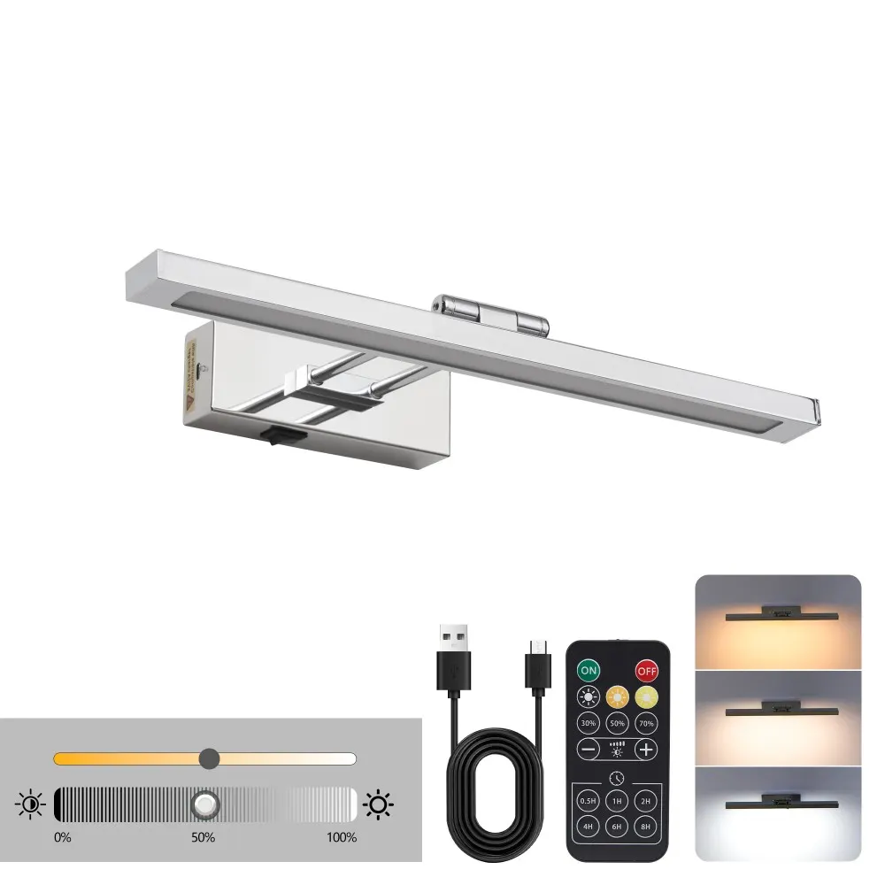 Modern Chrome Vanity Light, 16 in · Dimmable, image 7 of 8