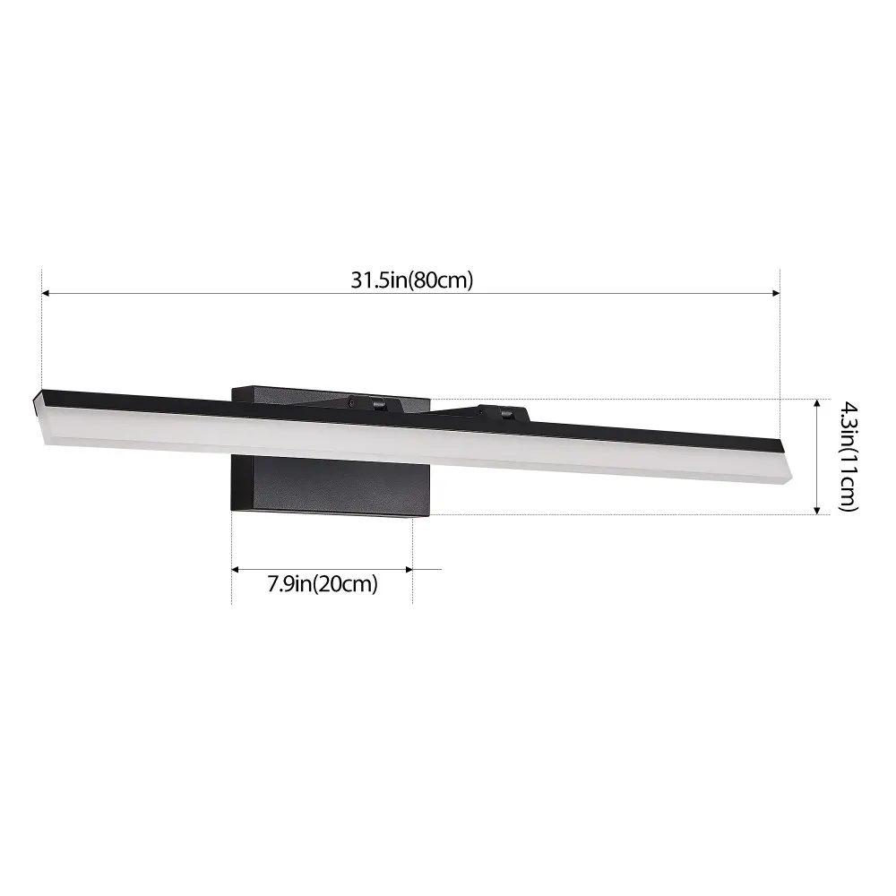 Modern Black Vanity Light, 32 in · Dimmable, image 4 of 7