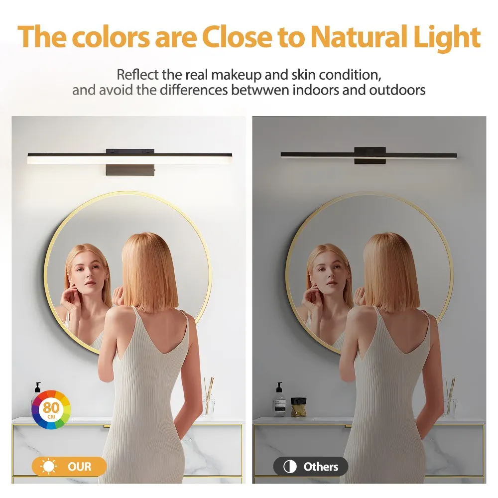 Modern Black Vanity Light, 32 in · Dimmable, image 6 of 7