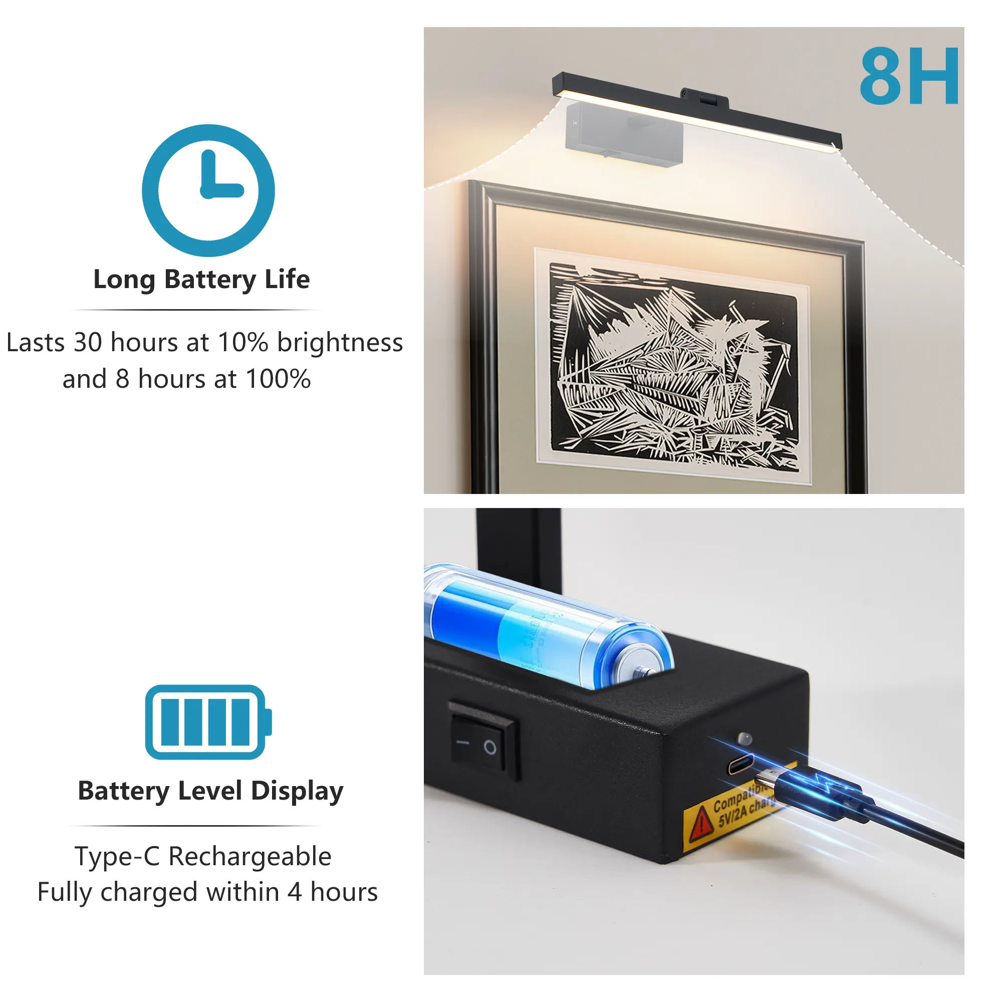 Modern Black Vanity Light, 16 in · Dimmable, image 8 of 8