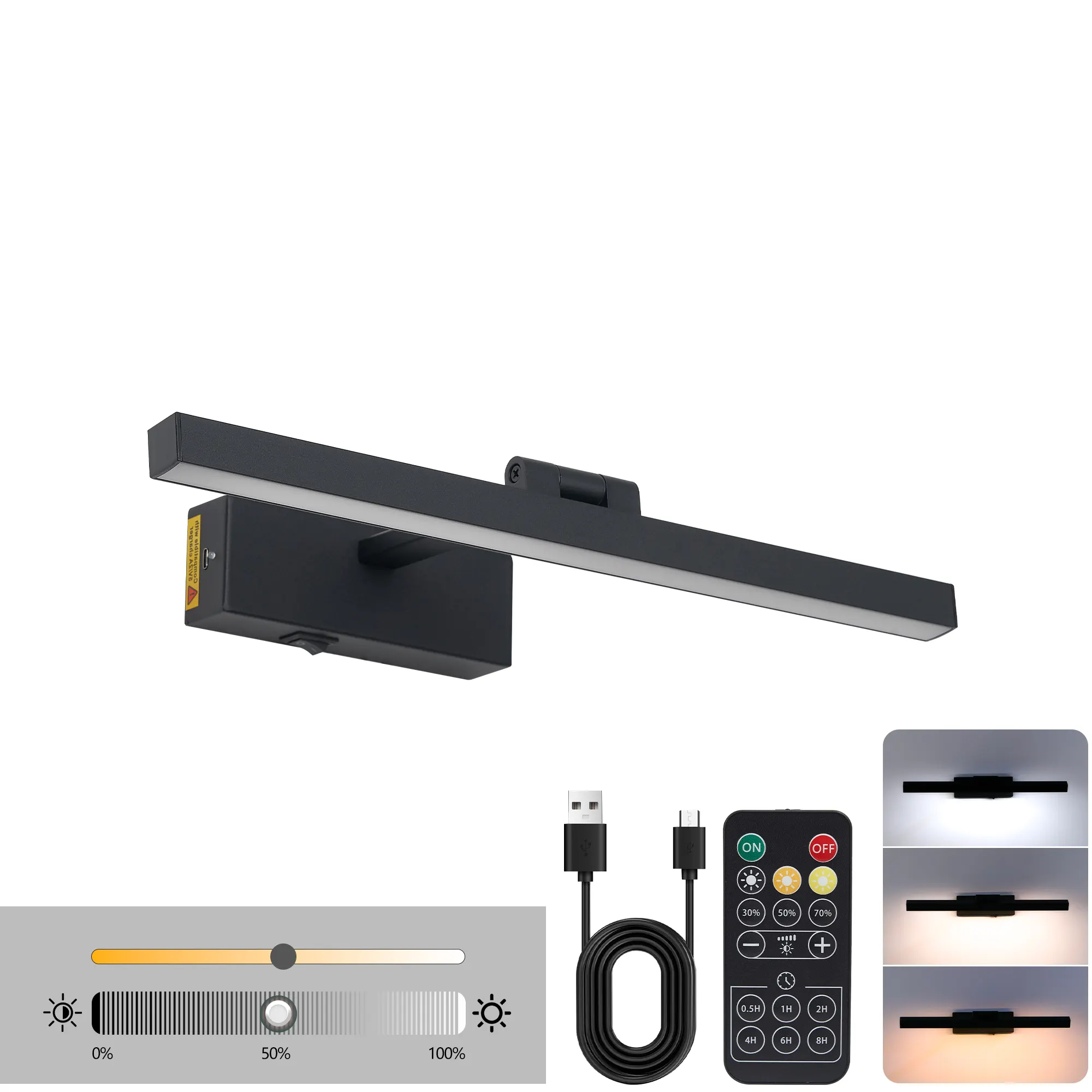 Modern Black Vanity Light, 16 in · Dimmable, image 4 of 8