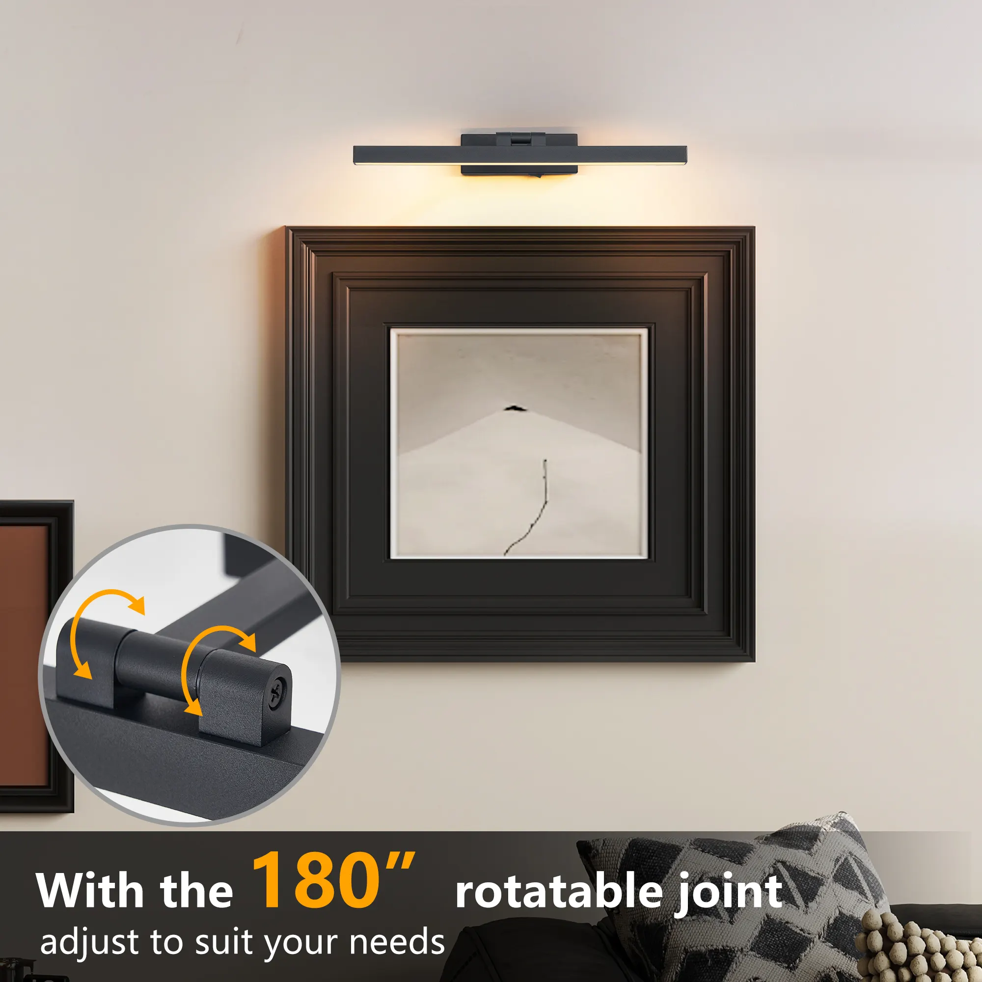Modern Black Vanity Light, 16 in · Dimmable, image 6 of 8