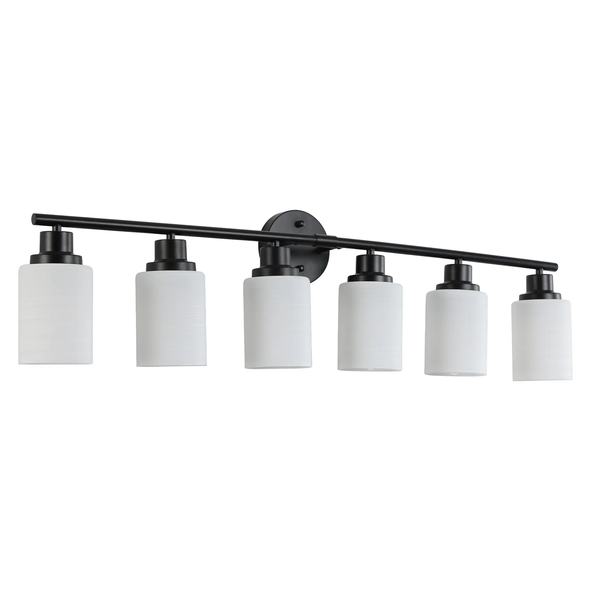 Modern Black 6-Light Frosted Glass Vanity Light, 39 in, image 9 of 9