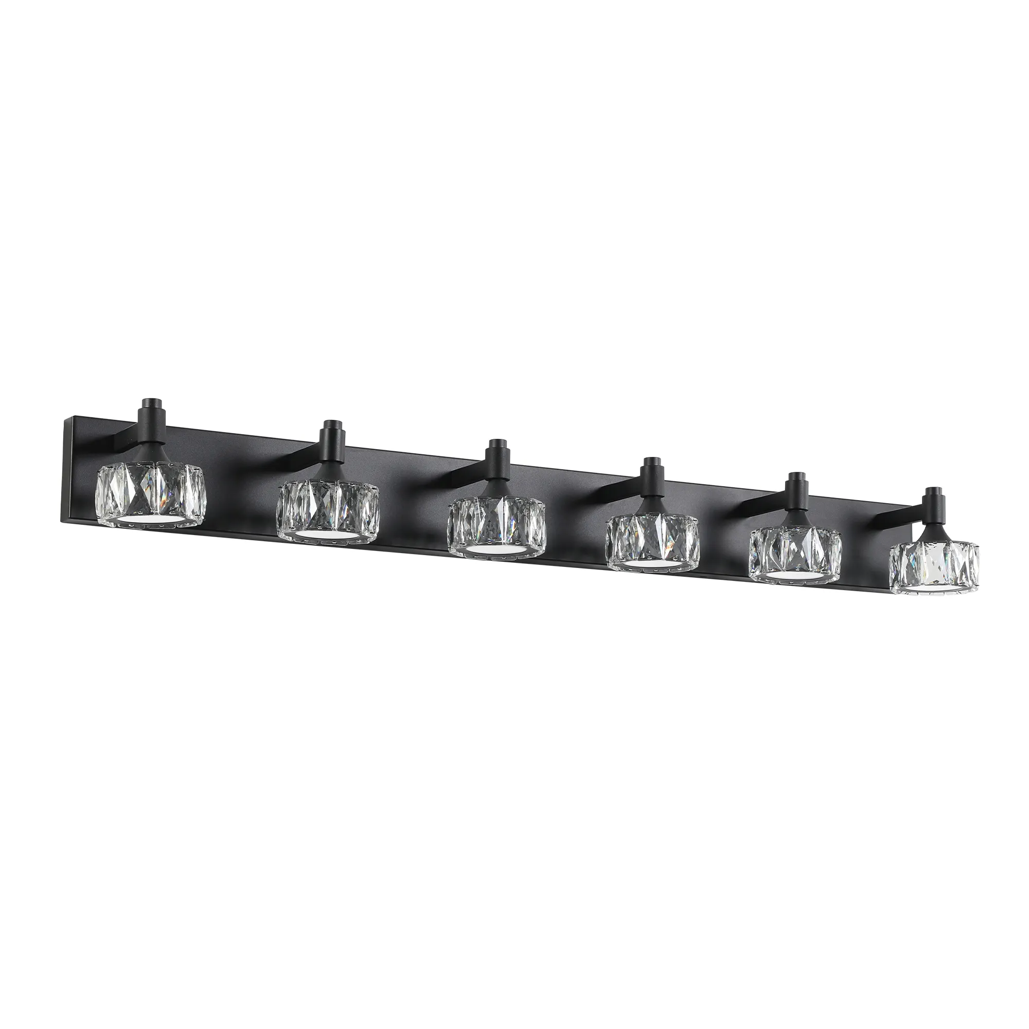 Modern Matte Black 6-Light Glass Vanity Light, image 9 of 9