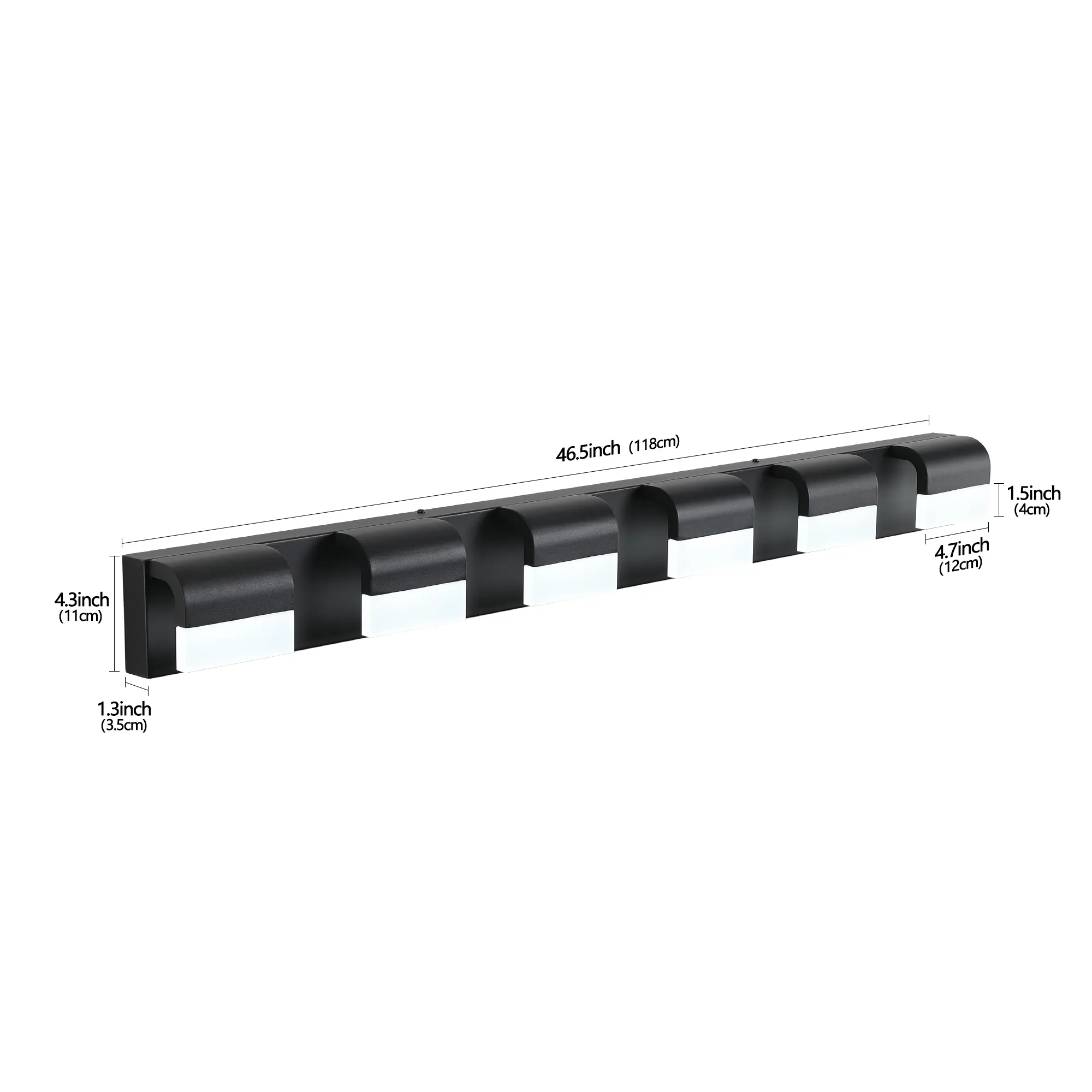 Black 6-Light Acrylic Vanity Light, Dimmable, image 10 of 11