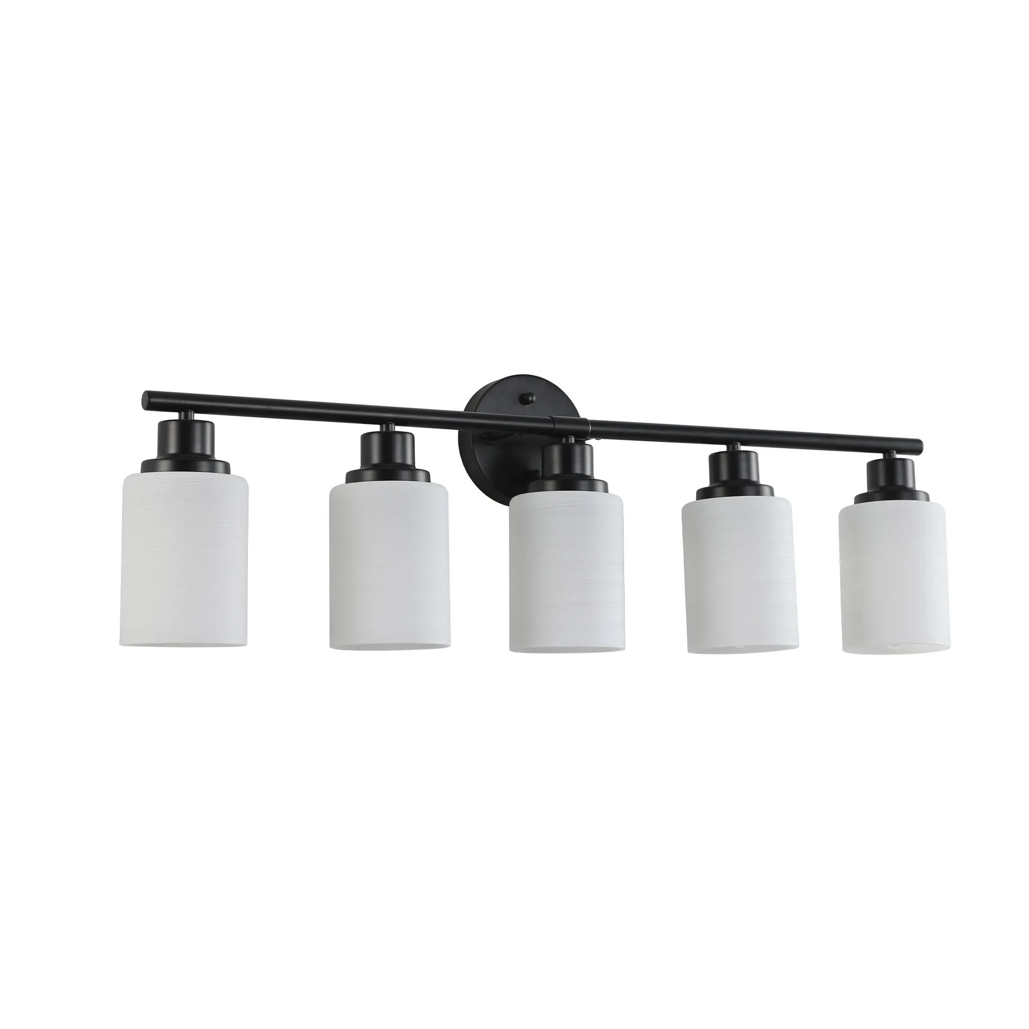 Modern Black 5-Light Frosted Glass Vanity Light, 31 in, image 7 of 8