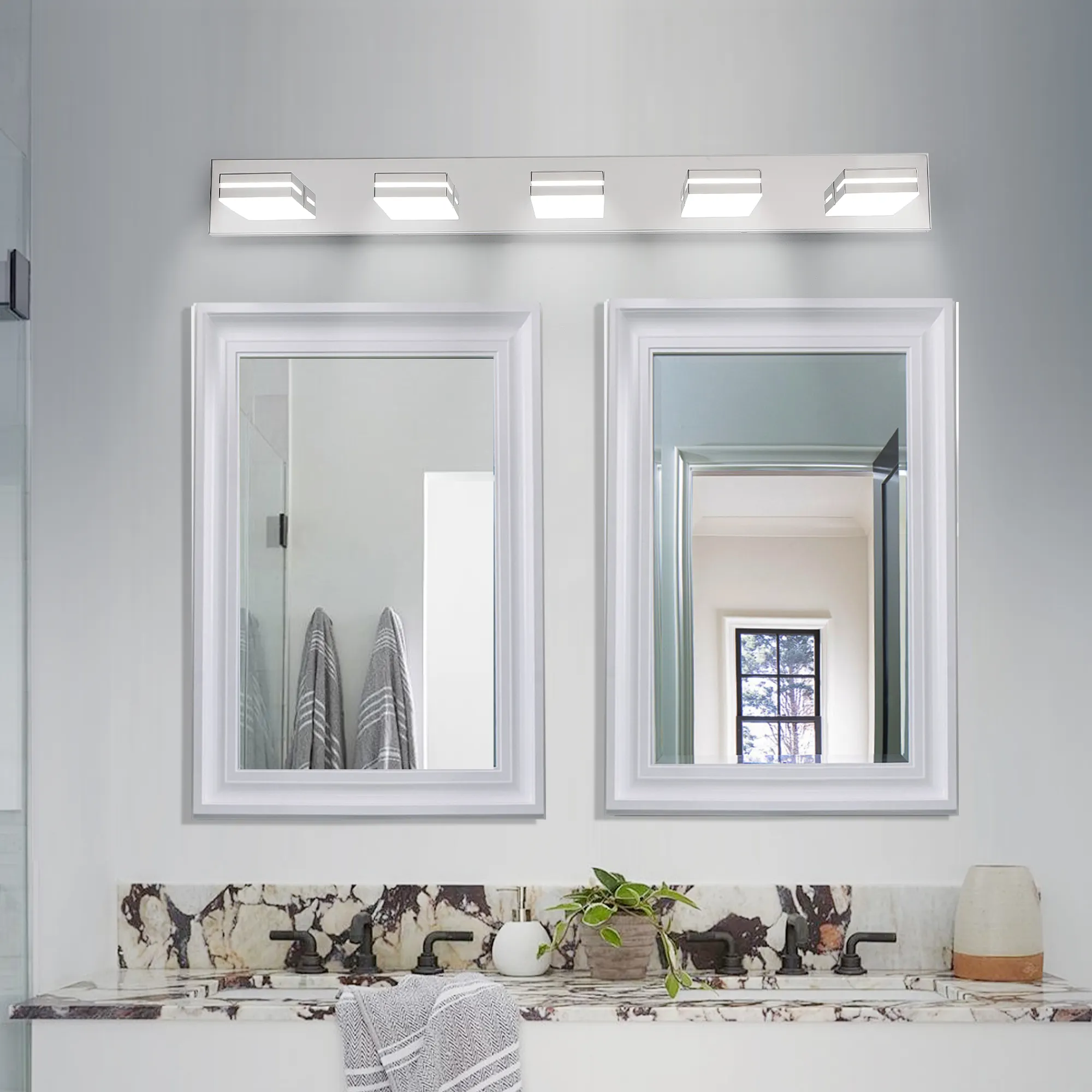 Modern Chrome 5-Light Vanity Light, image 2 of 10