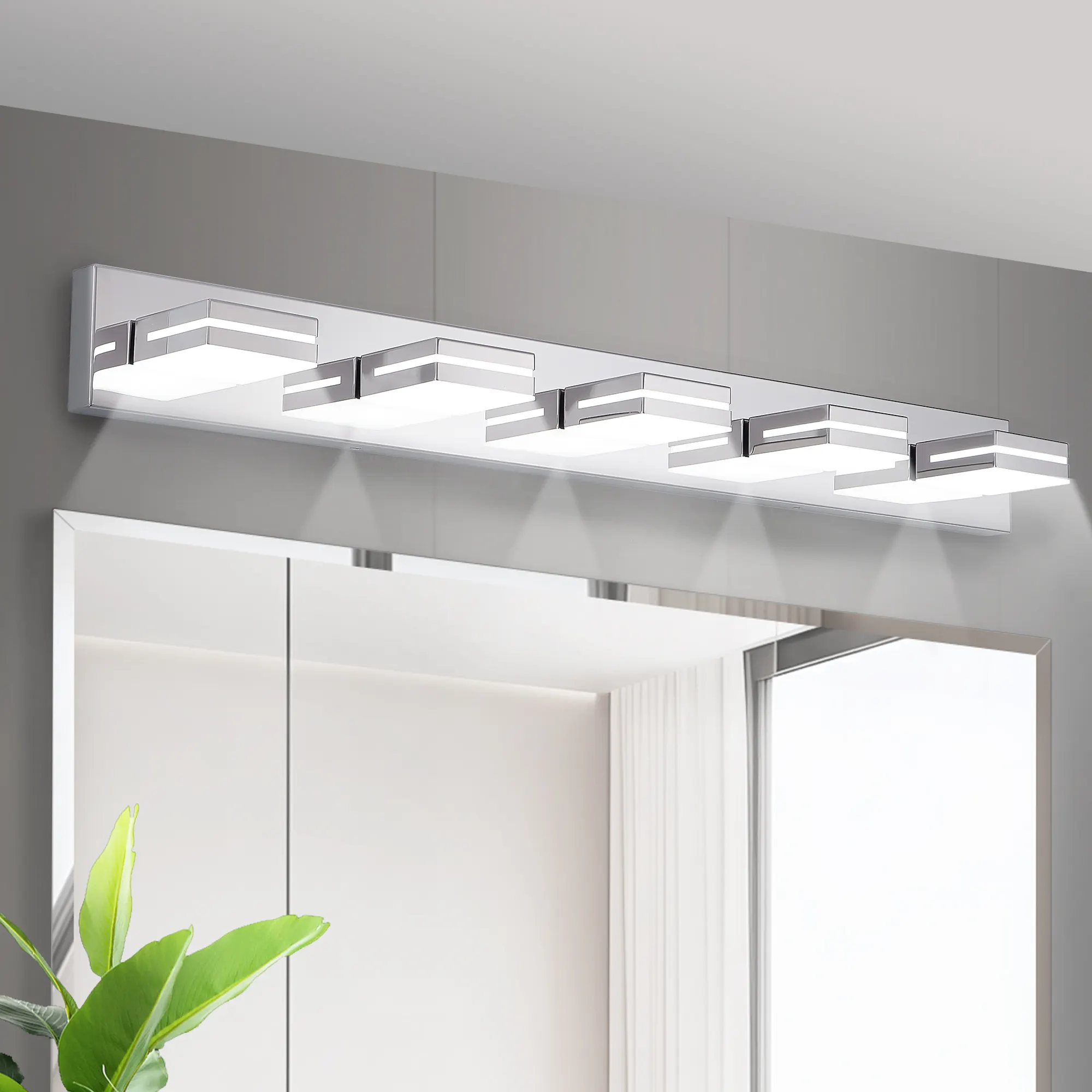 Modern Chrome 5-Light Vanity Light, image 3 of 10