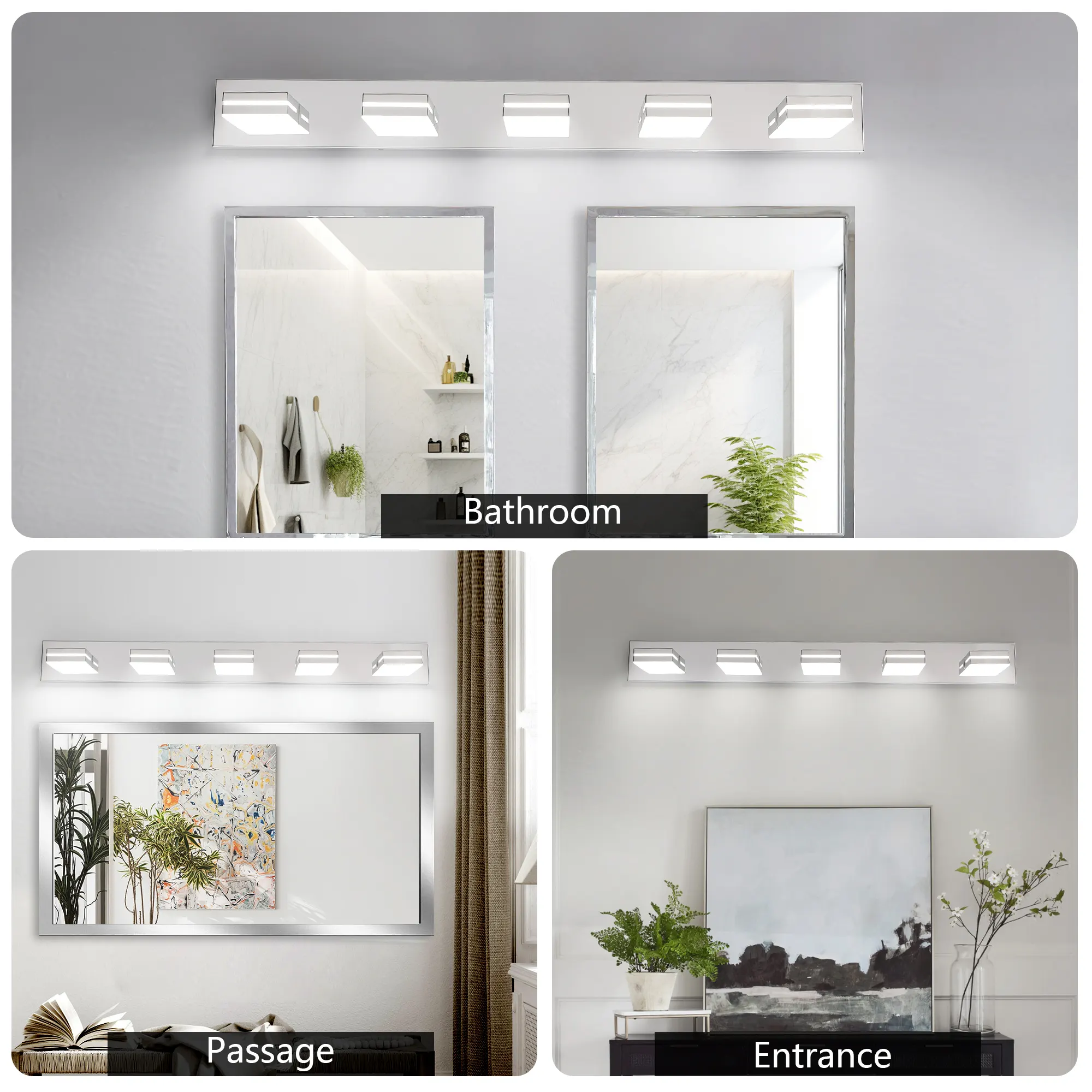 Modern Chrome 5-Light Vanity Light, image 5 of 10
