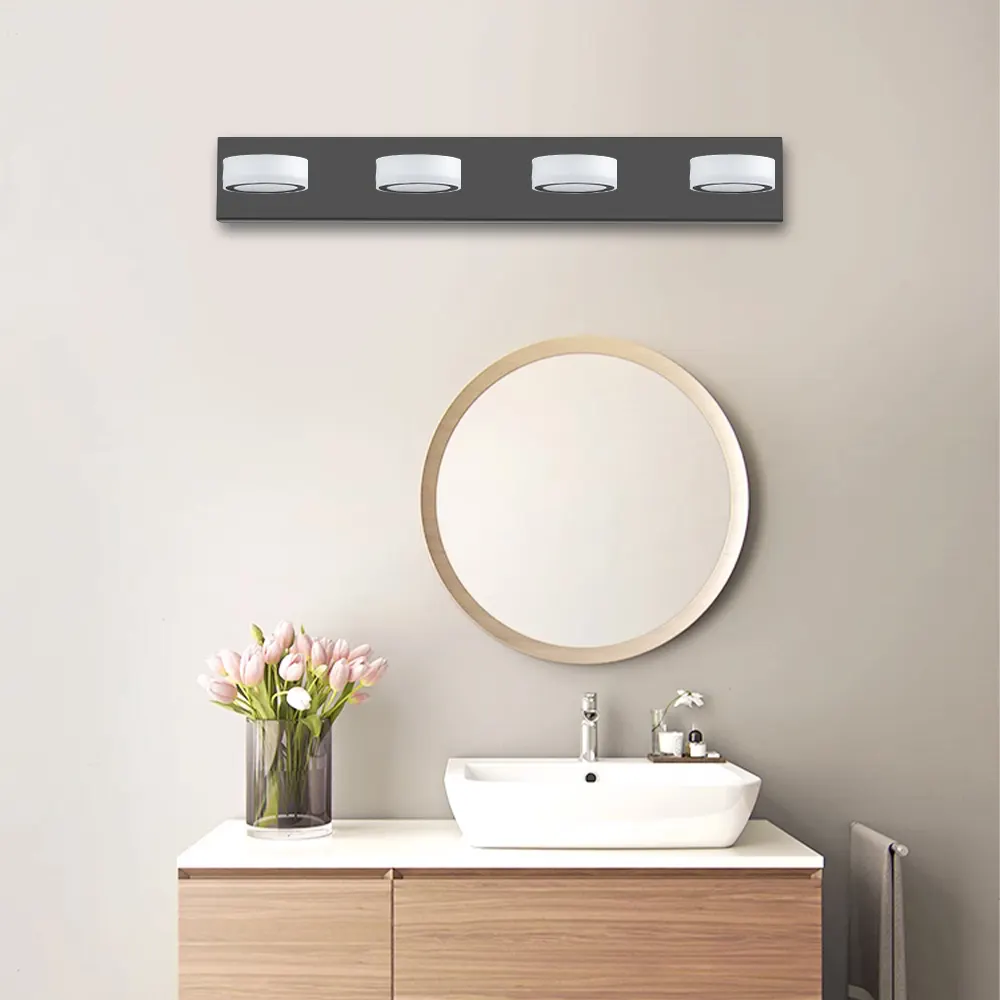 Black 4-Light Acrylic Vanity Light, 29 in