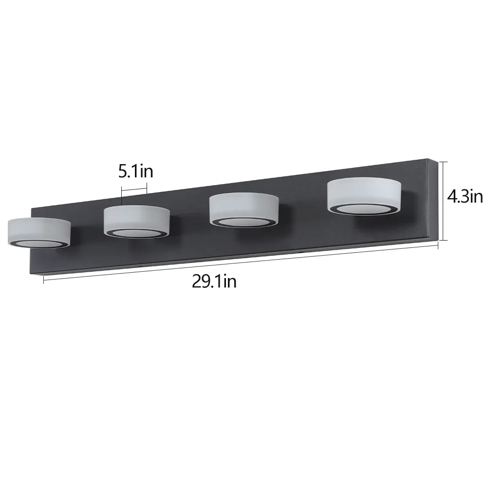 Black 4-Light Acrylic Vanity Light, 29 in, image 9 of 12