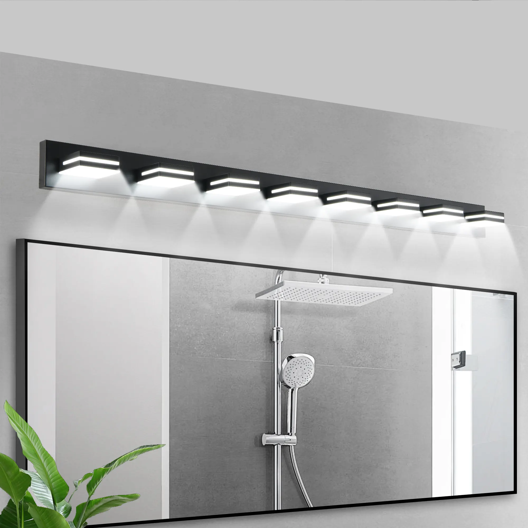Modern Black 8-Light Vanity Light, image 2 of 10